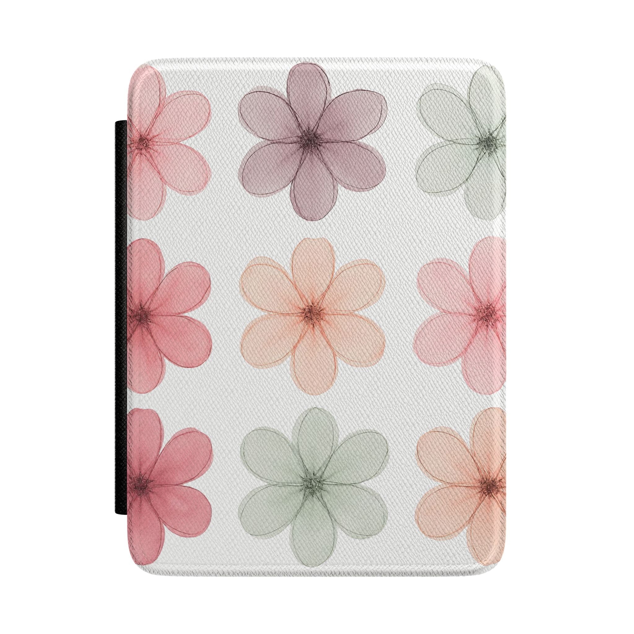 Pastel daisy floral Kindle Paperwhite case in soft muted tones
