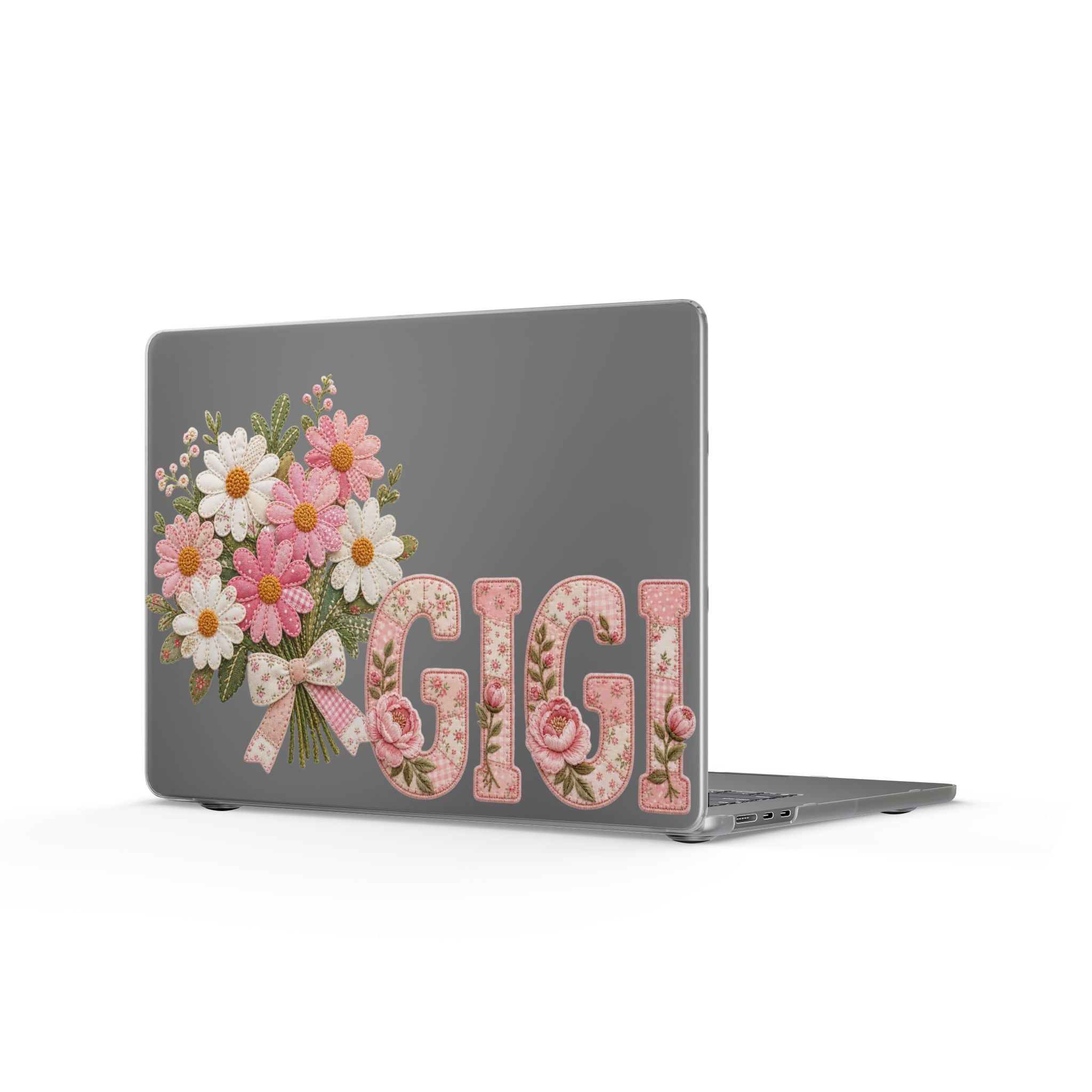 Personalized Gigi Laptop Sleeve | Floral Laptop Case for Grandma | Pink Patchwork Grandmother Gift | Custom Gigi Computer Sleeve