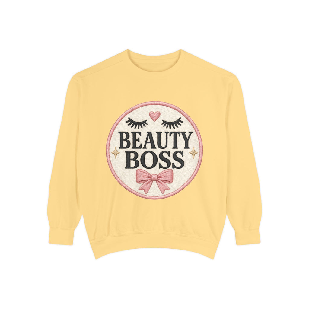 Beauty Boss Embroidered Crewneck Sweatshirt, Esthetician Sweatshirt, Lash Tech Gift, Makeup Artist Shirt, Salon Owner Gift