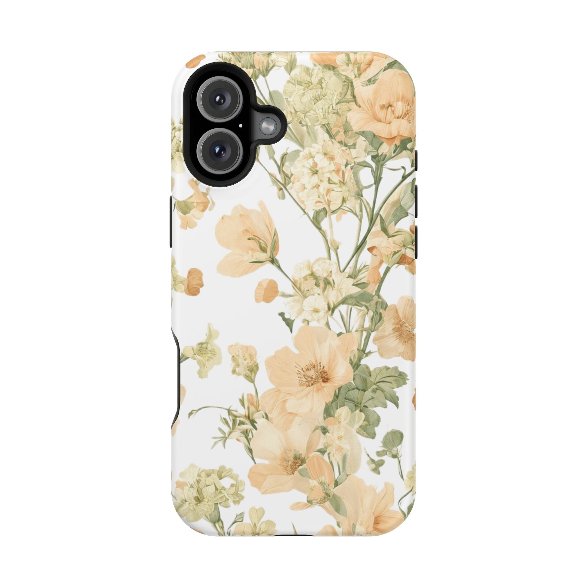 Peach Vintage Floral Phone Case — Cottagecore MagSafe Tough Cover