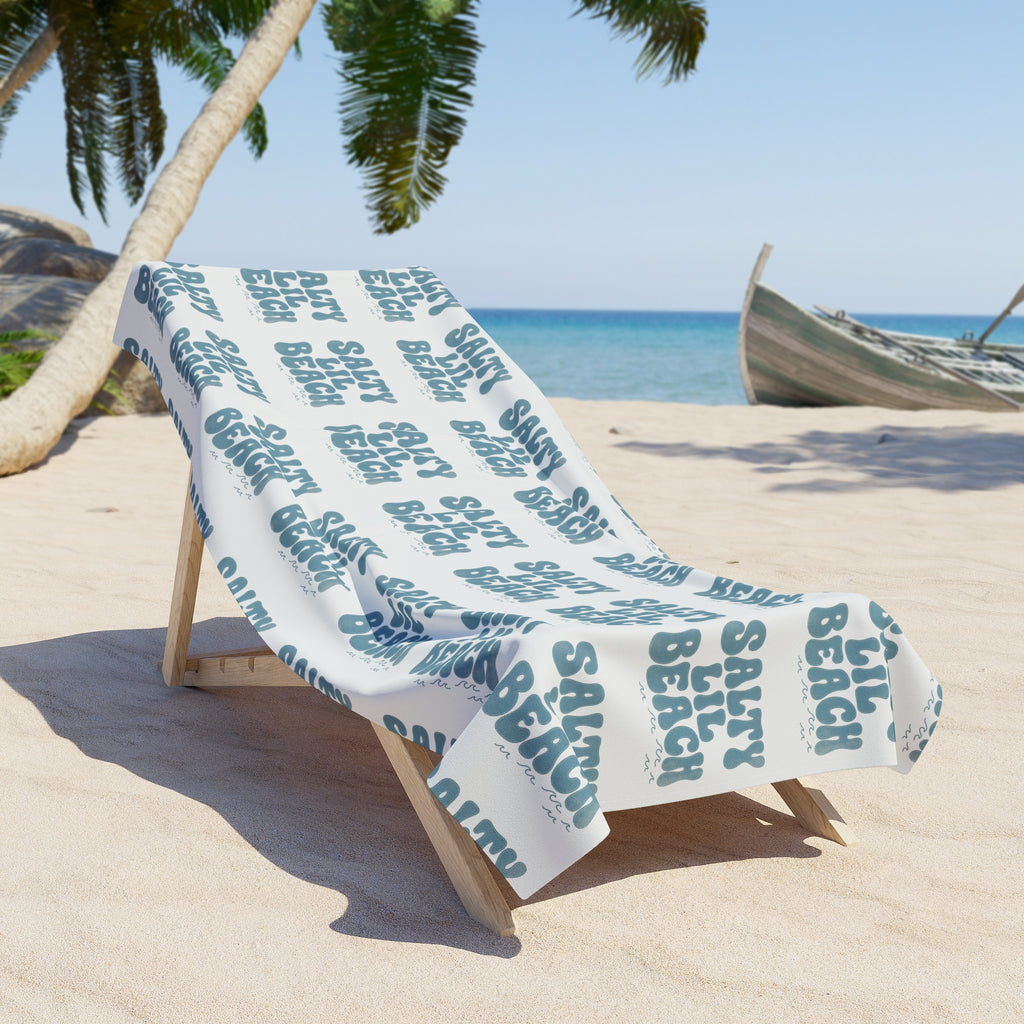 Salty Lil Beach Funny Wordplay Beach Towel | Humorous Ocean Quote Towel