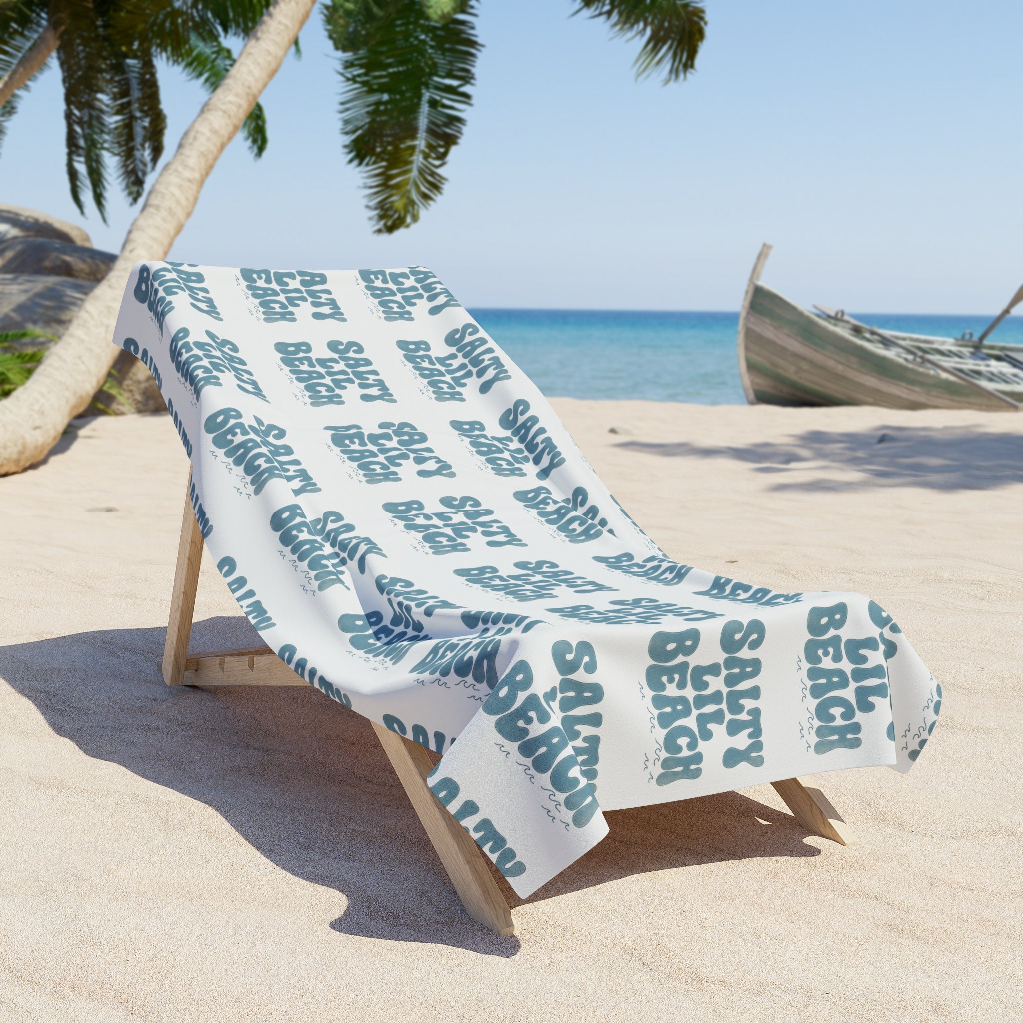 Salty Lil Beach Funny Wordplay Beach Towel | Humorous Ocean Quote Towel