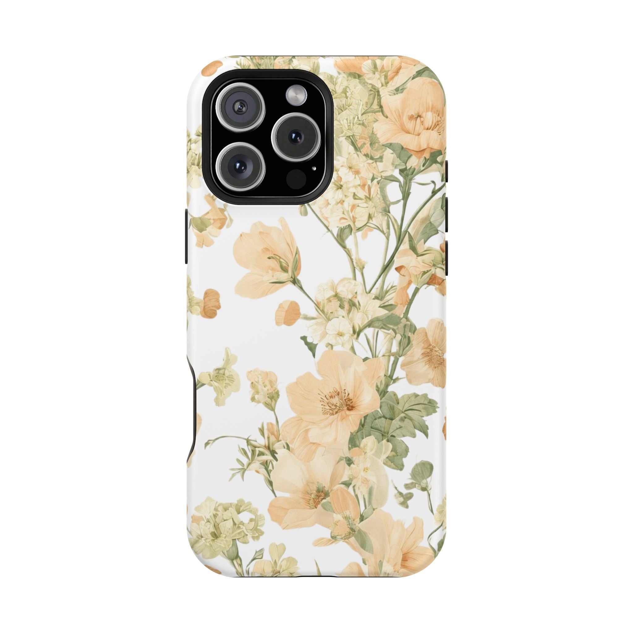 Peach Vintage Floral Phone Case — Cottagecore MagSafe Tough Cover