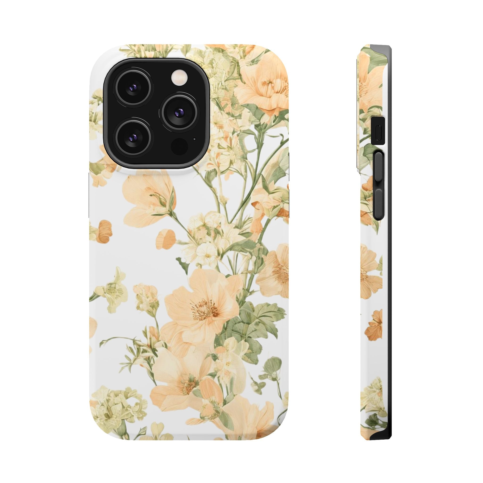 Peach Vintage Floral Phone Case — Cottagecore MagSafe Tough Cover