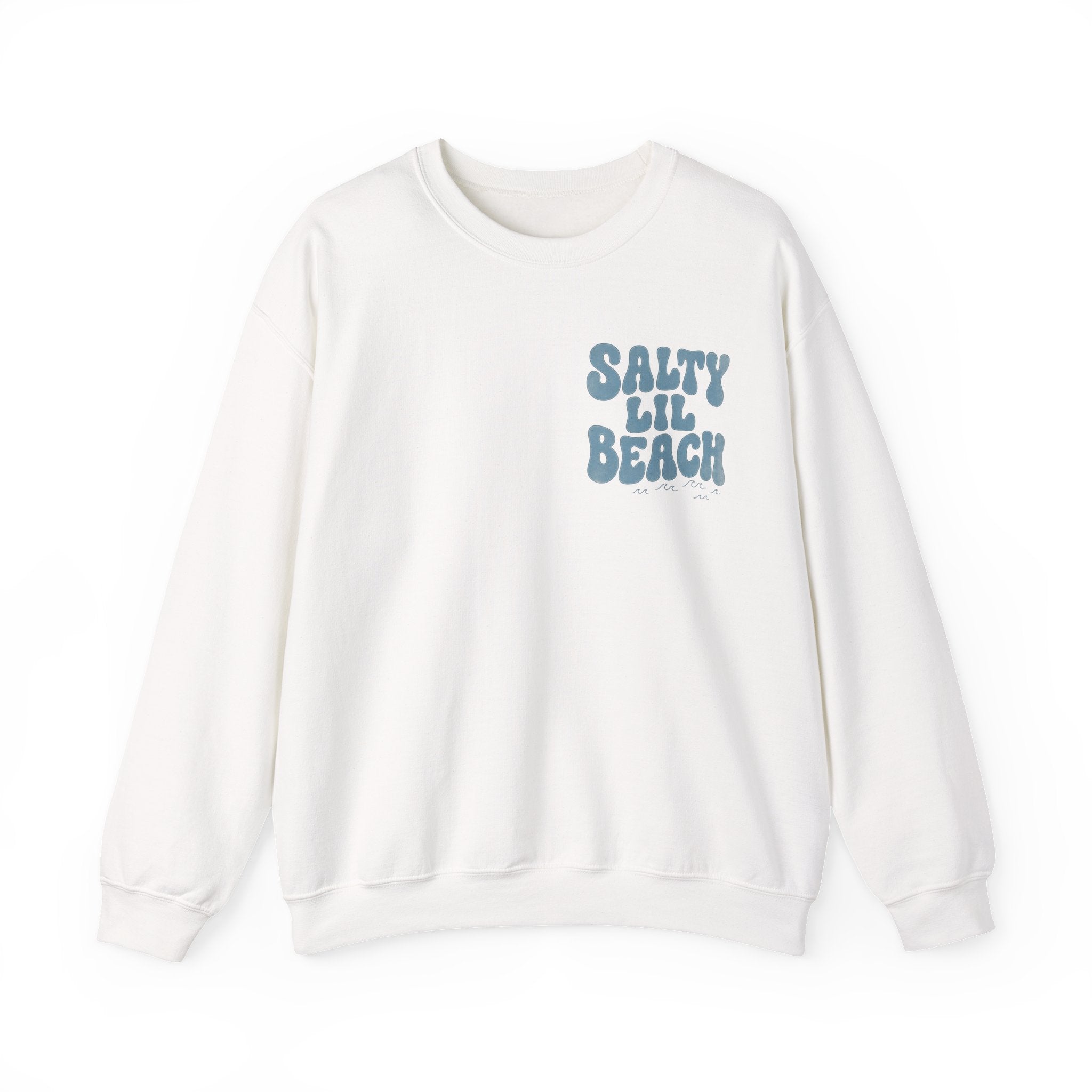 Salty Lil Beach Sweatshirt | Retro Wave Beach Text Crewneck