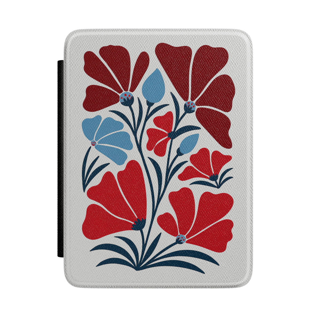 Red and Blue Poppy Kindle Paperwhite Case | Vintage Floral E-Reader Cover