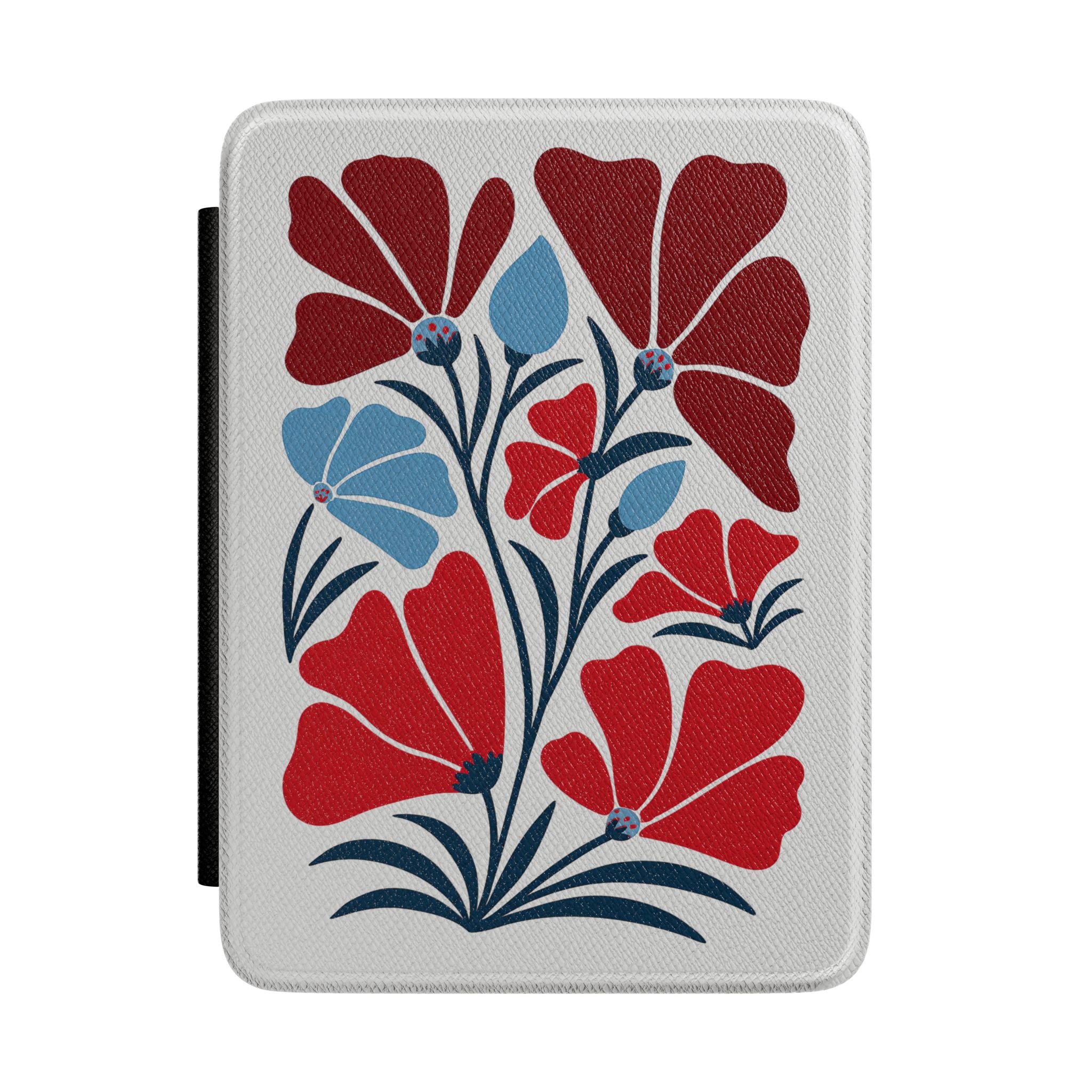 Red and Blue Poppy Kindle Paperwhite Case | Vintage Floral E-Reader Cover