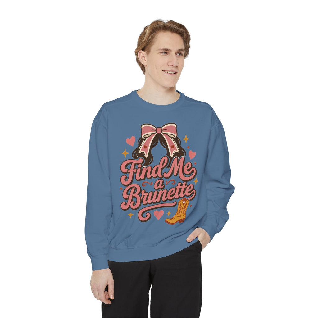 Find Me a Brunette Sweatshirt | Western Boots, Bow, Heart Design