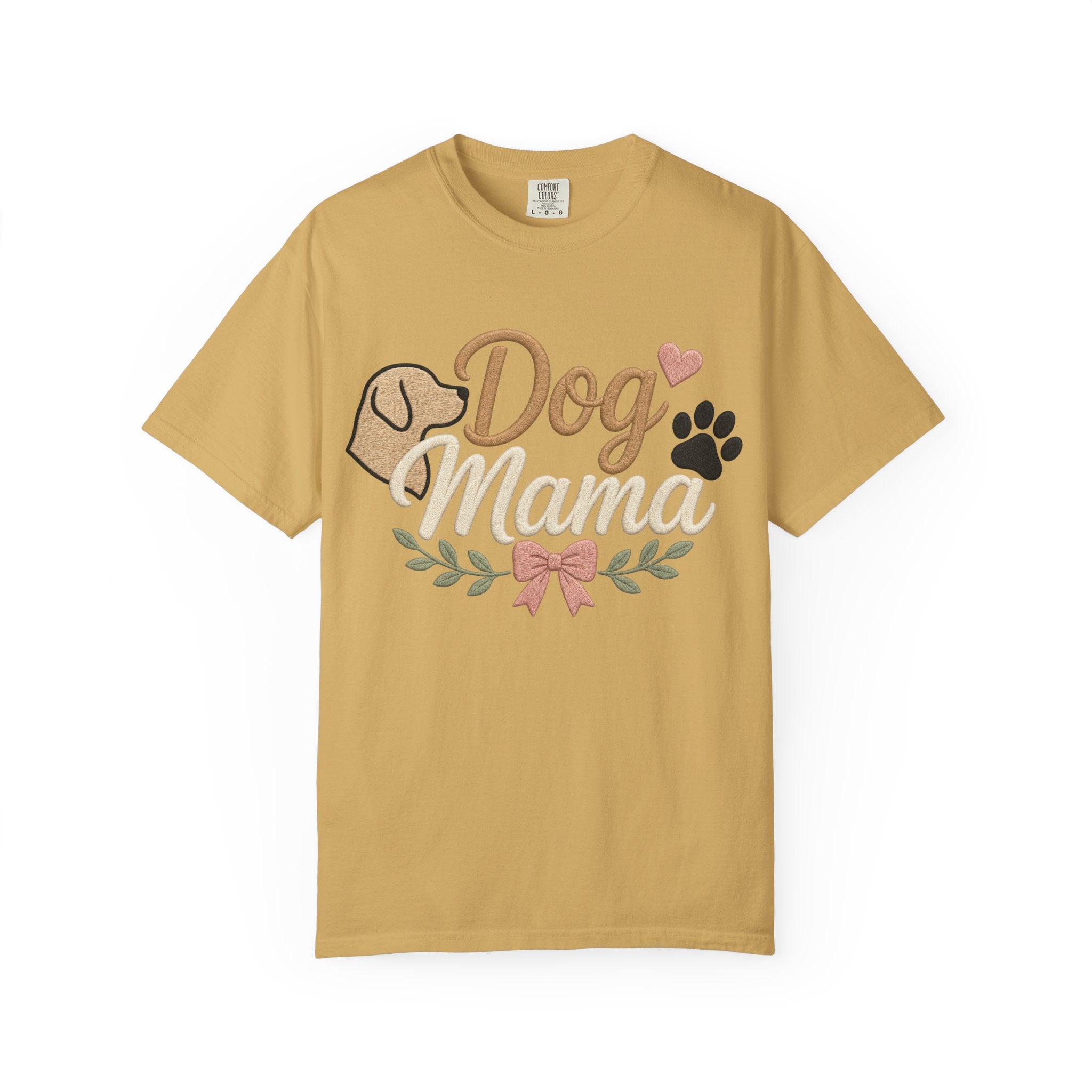 Dog Mama Paw Print embroidered patchwork T-shirt | Dog Mom Shirt