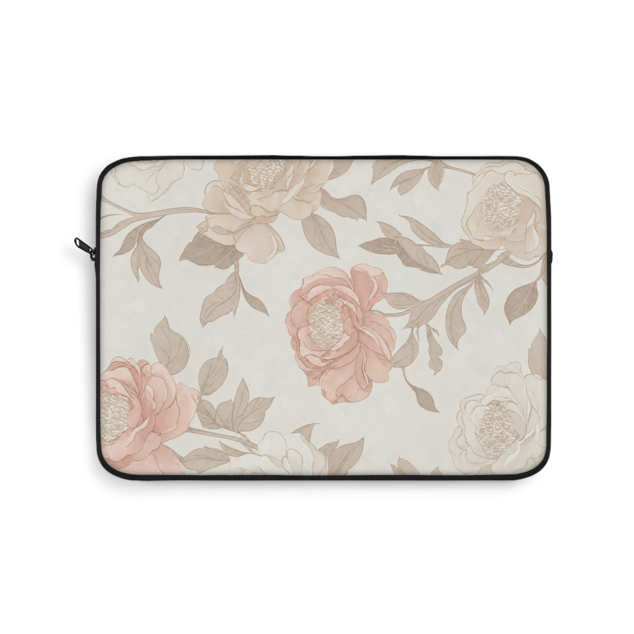 Floral Vintage Laptop Sleeve — Blush Rose Print Protective Case