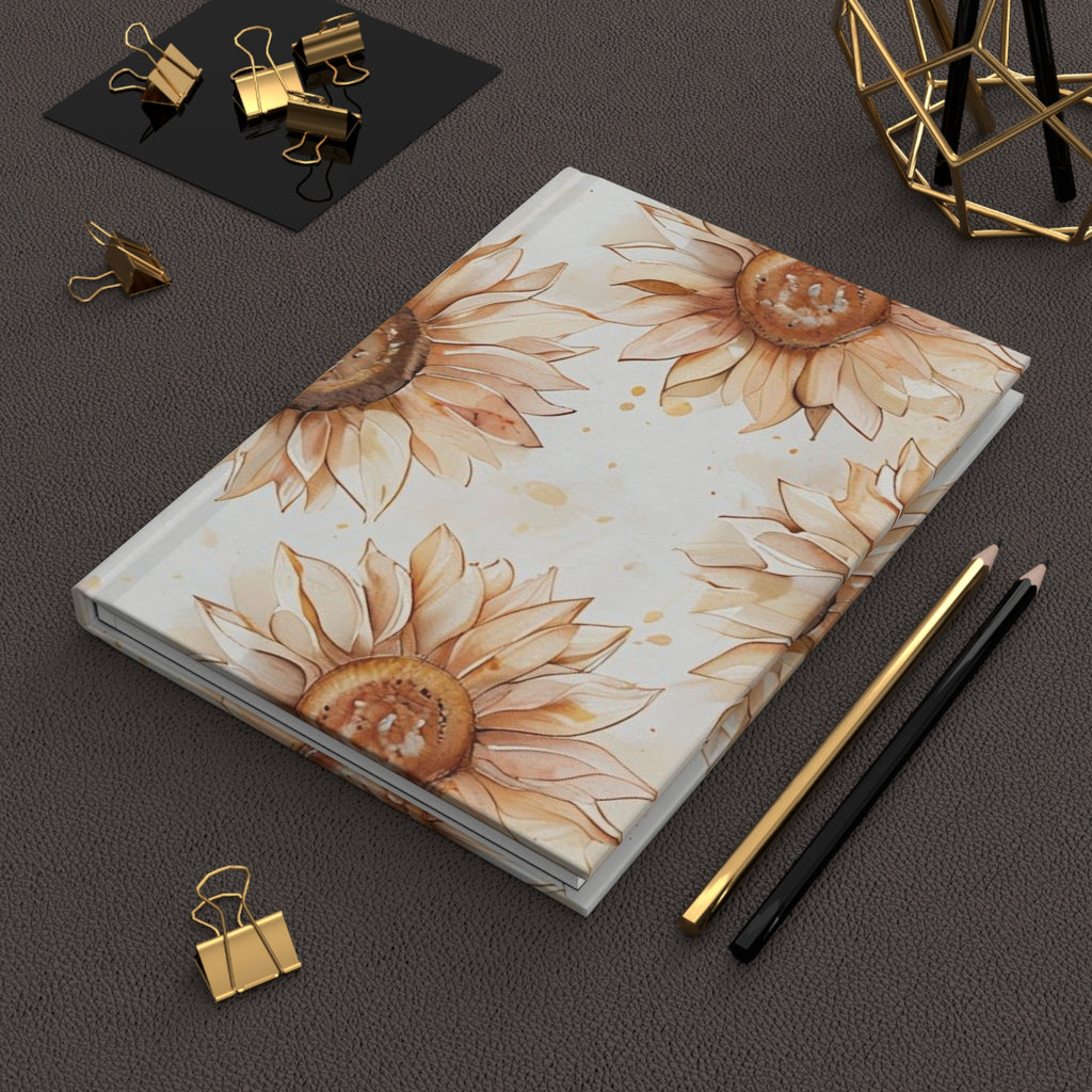 Sunkissed Sunflower Hardcover Journal — Floral Notebook for Notes & Gratitude