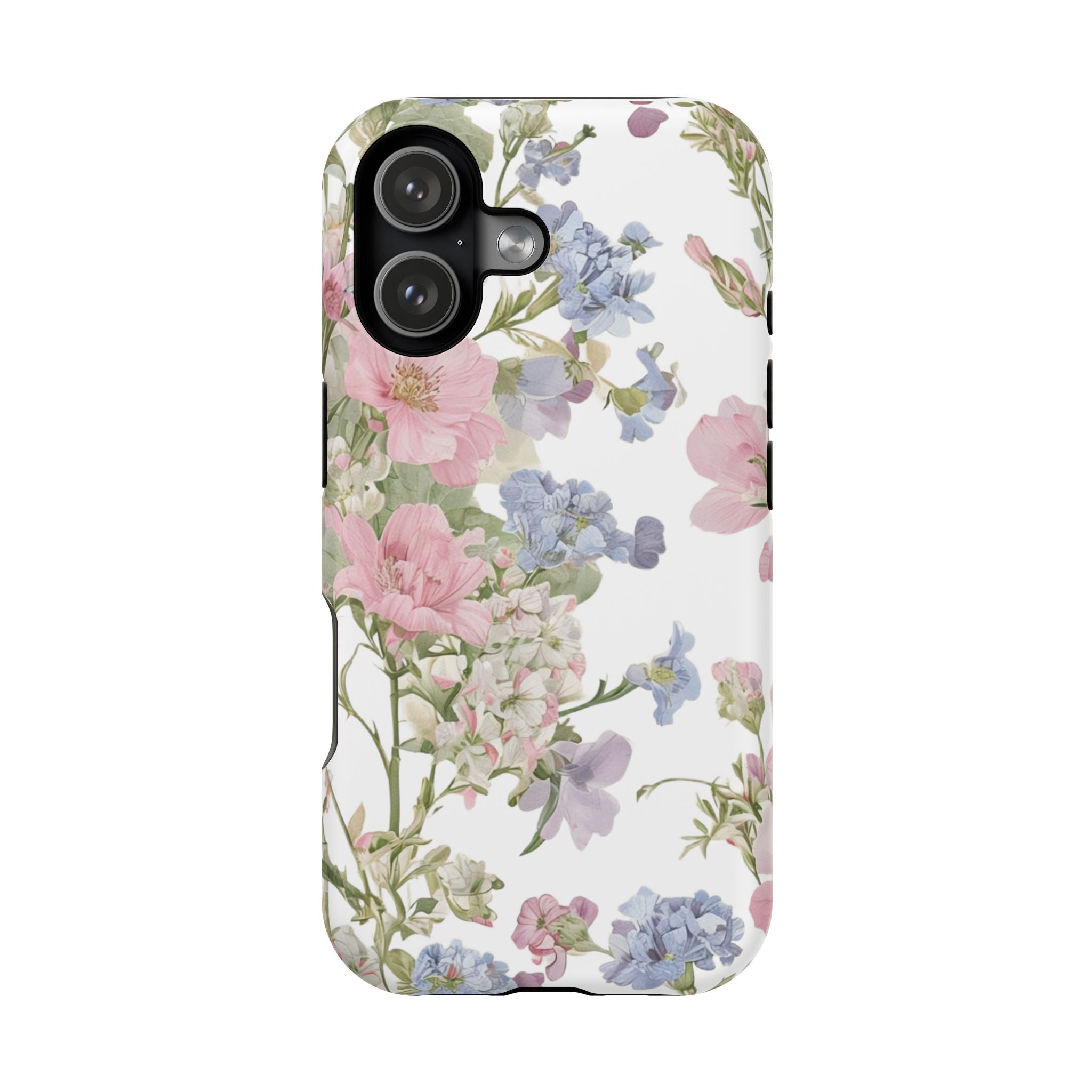 Pink & Blue Wildflower Phone Case — Vintage Cottagecore MagSafe Tough Cover