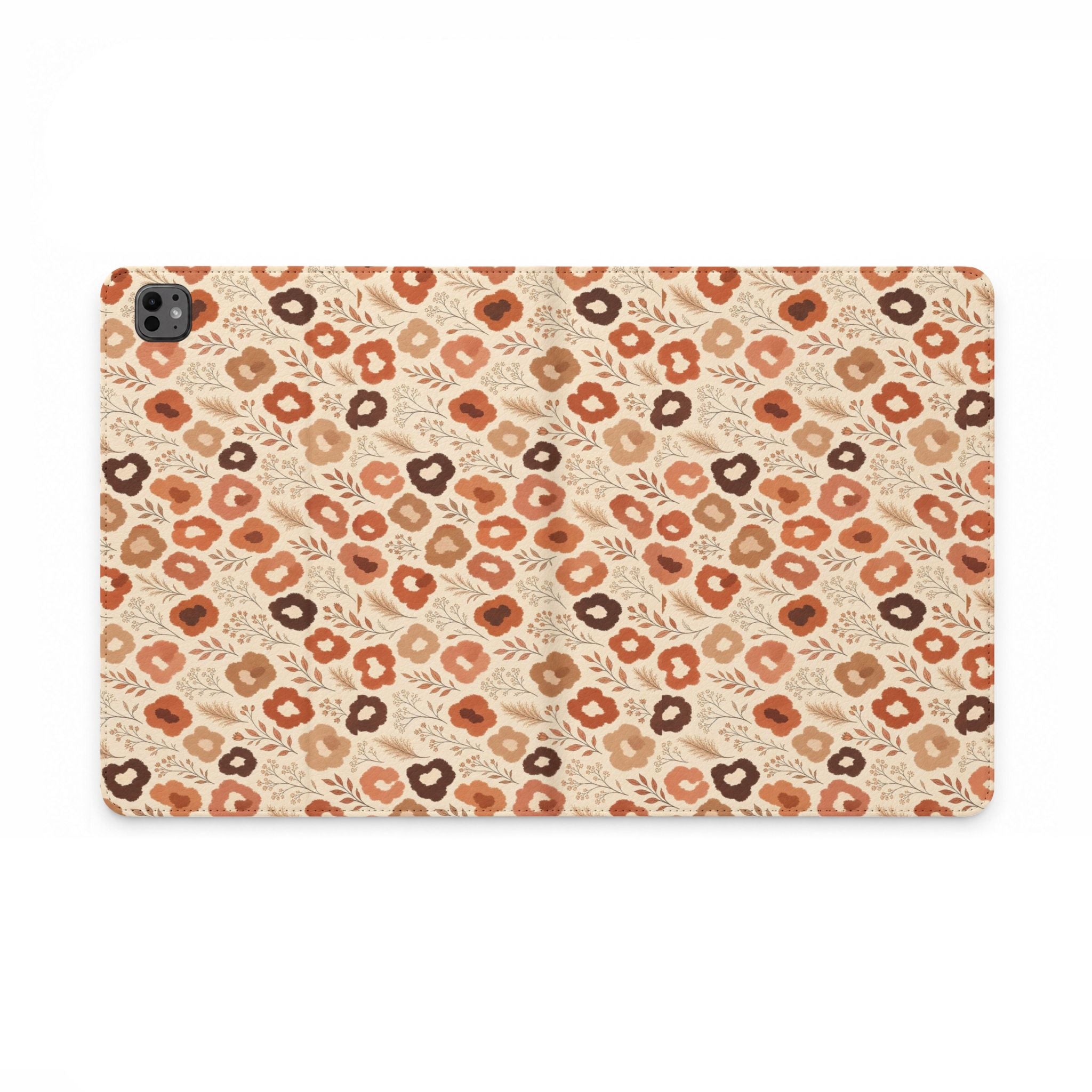 Terracotta Wildflower iPad Folio Case | Boho Neutral Floral Tablet Wallet Cover
