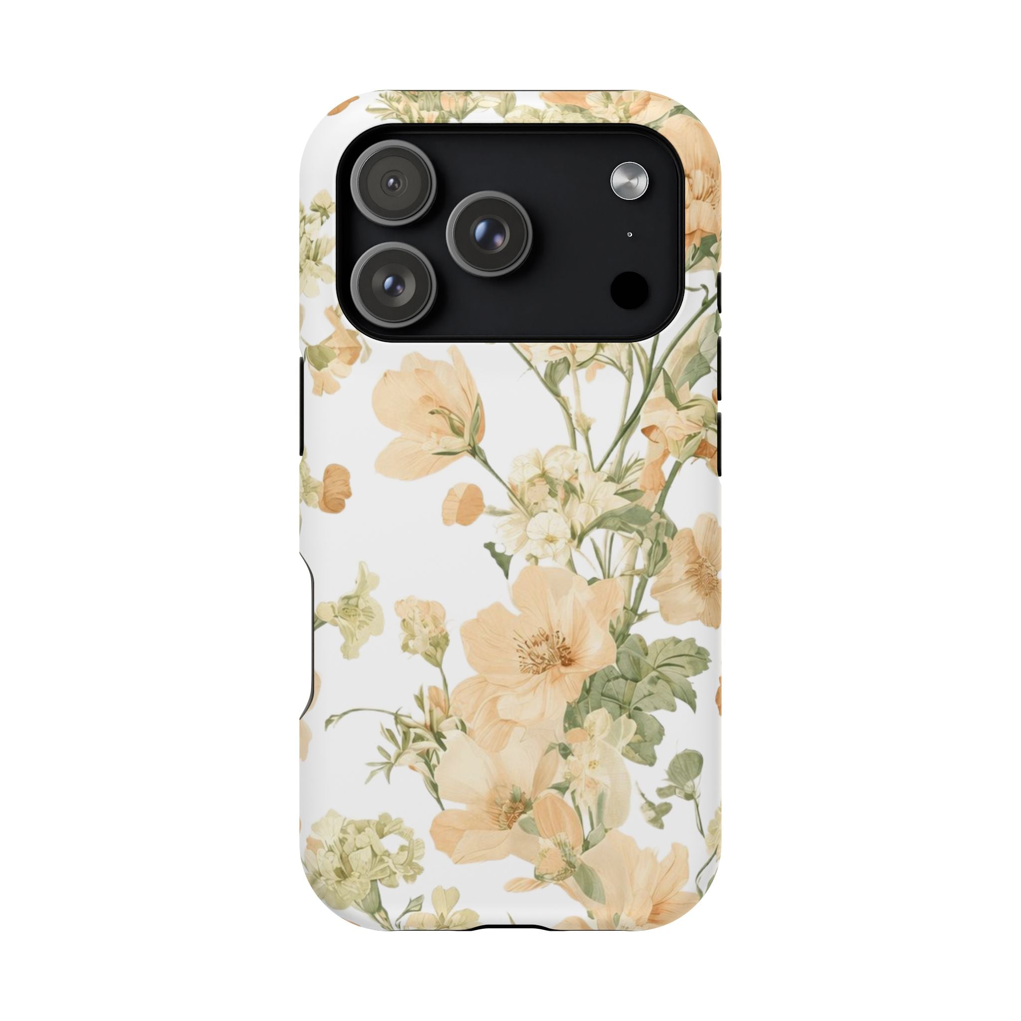 Peach Vintage Floral Phone Case — Cottagecore MagSafe Tough Cover