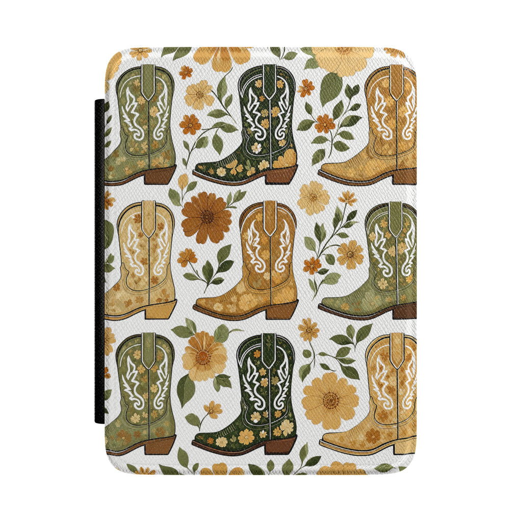 Western Cowboy Boots Kindle Paperwhite Case | Wildflower Floral E-Reader Cover