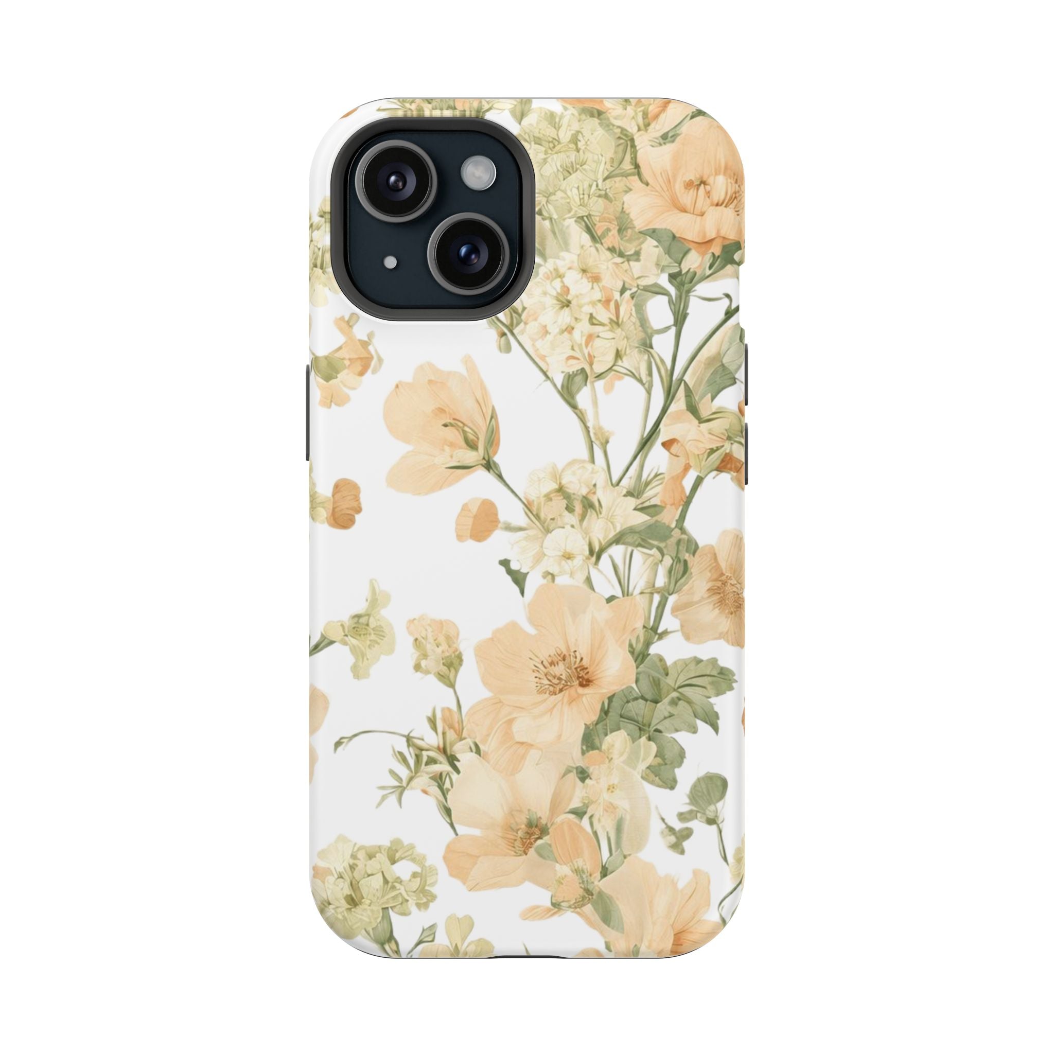Peach Vintage Floral Phone Case — Cottagecore MagSafe Tough Cover