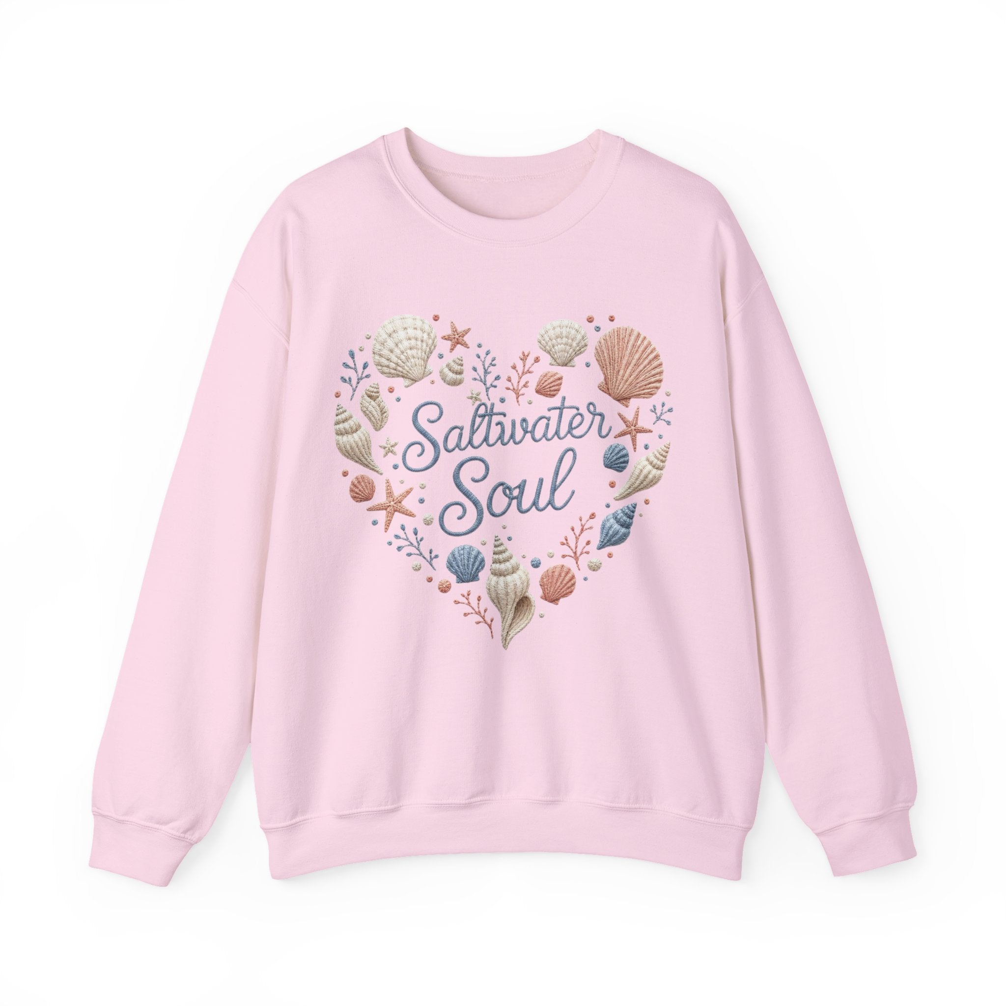 Saltwater Soul Heart Seashell Sweatshirt — Coastal Beach Shell Crewneck