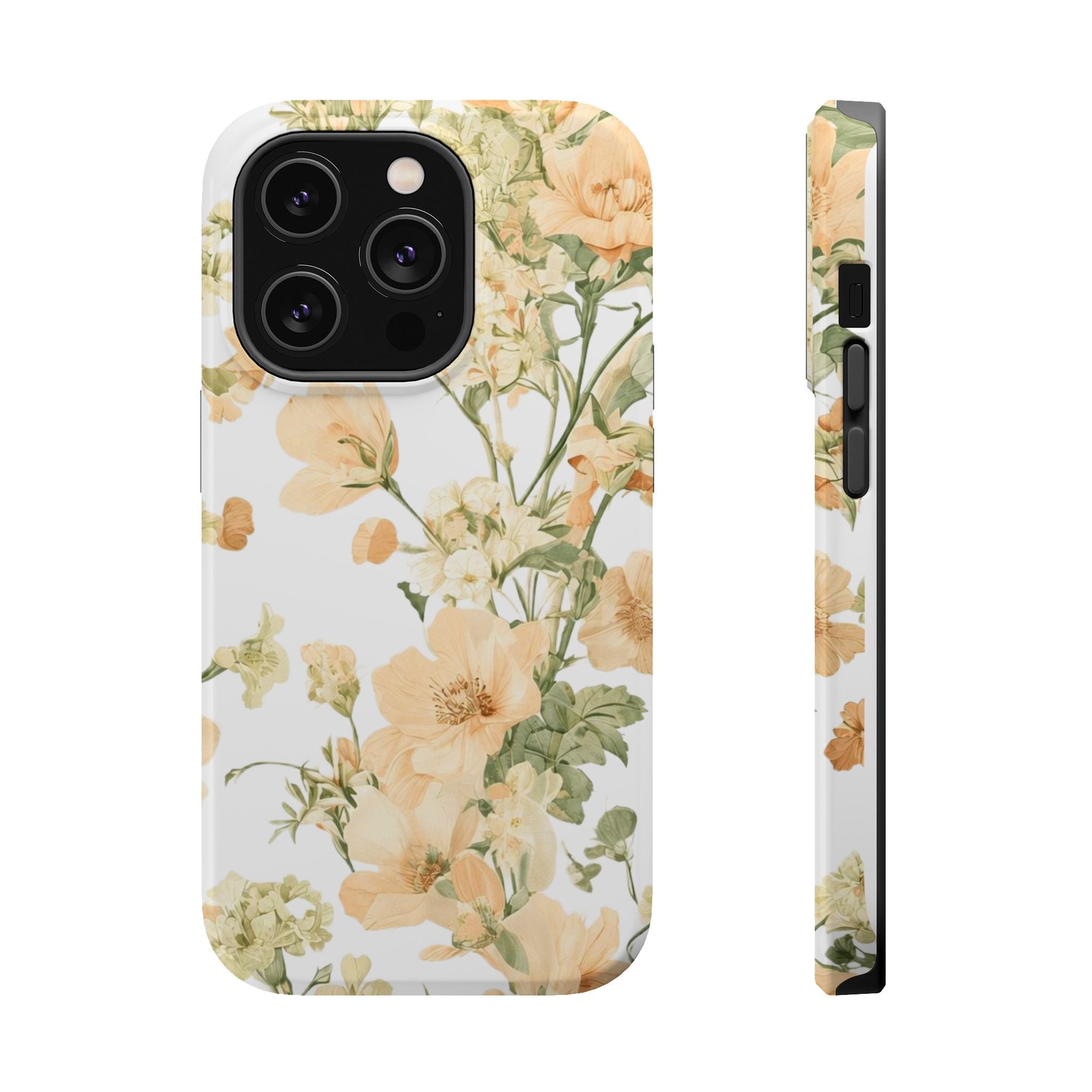 Peach Vintage Floral Phone Case — Cottagecore MagSafe Tough Cover