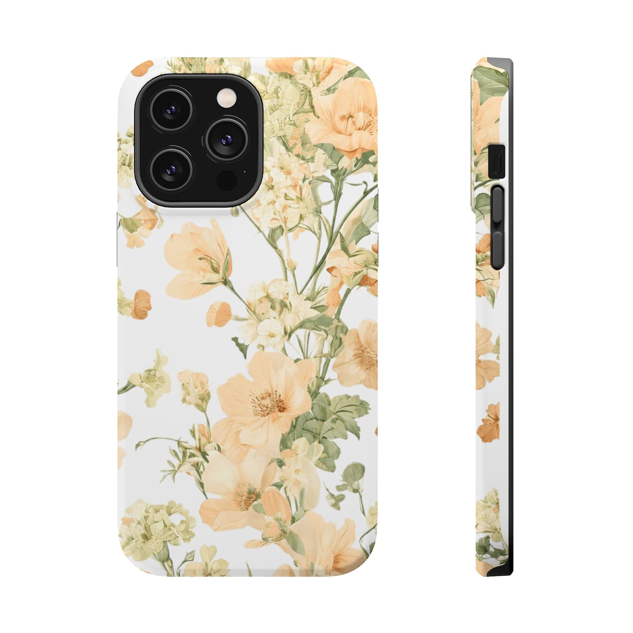 Peach Vintage Floral Phone Case — Cottagecore MagSafe Tough Cover