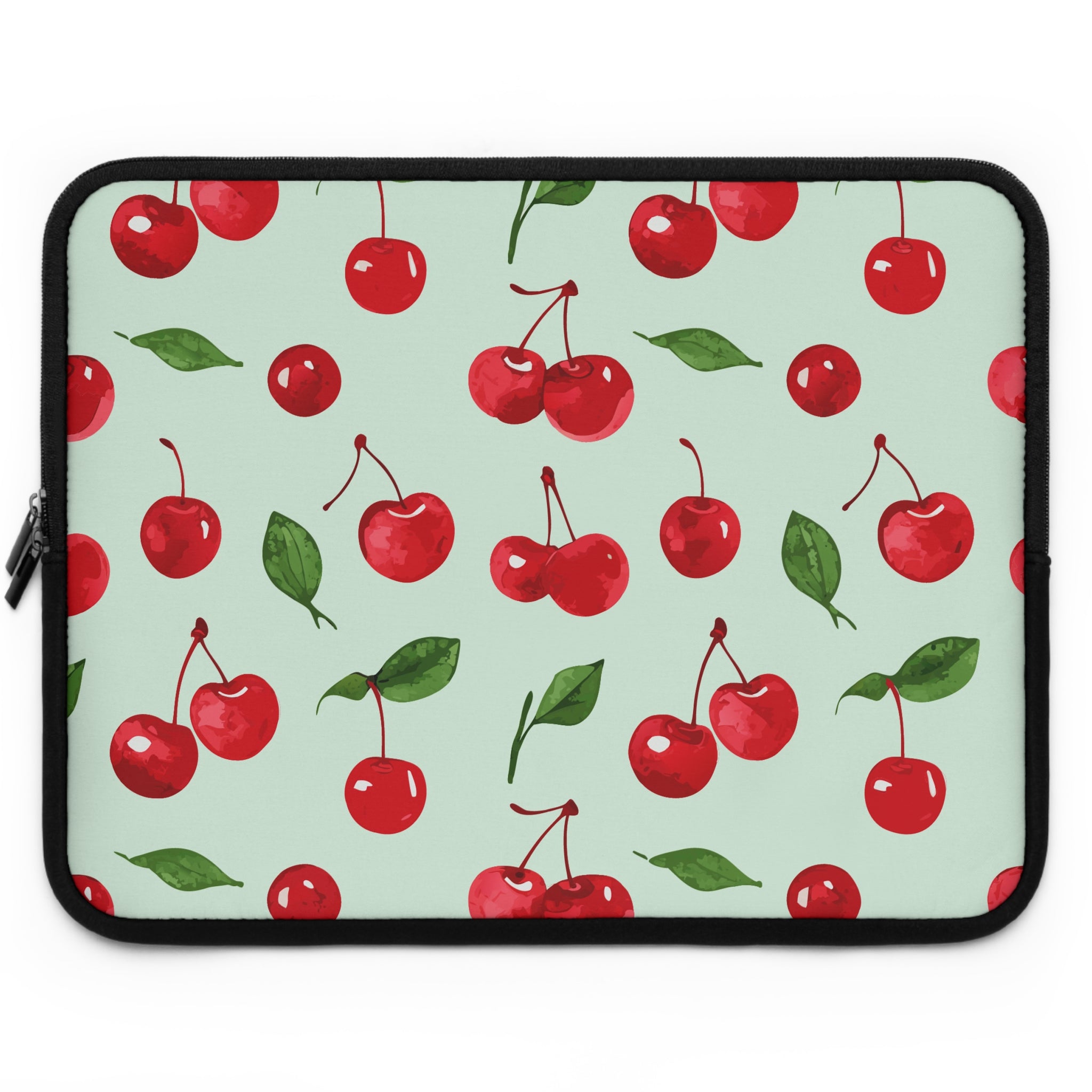 Cherry on Mint Laptop Sleeve | Retro Fruit Tech Cover for Women