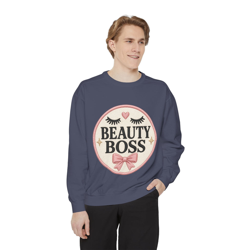 Beauty Boss Embroidered Crewneck Sweatshirt, Esthetician Sweatshirt, Lash Tech Gift, Makeup Artist Shirt, Salon Owner Gift