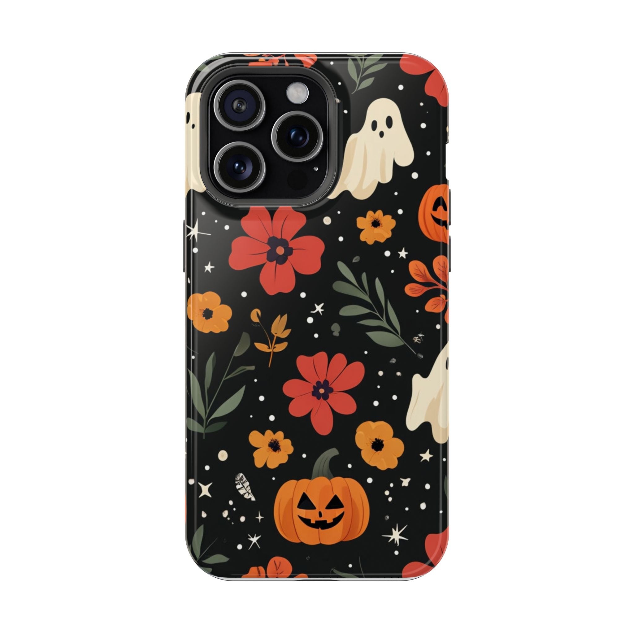 Halloween Ghost & Pumpkin Floral Phone Case — Spooky Cottagecore MagSafe Tough Cover
