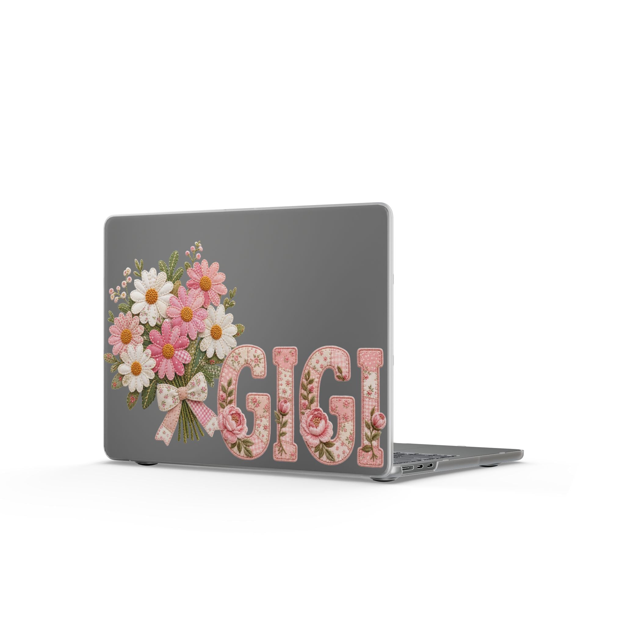 Personalized Gigi Laptop Sleeve | Floral Laptop Case for Grandma | Pink Patchwork Grandmother Gift | Custom Gigi Computer Sleeve