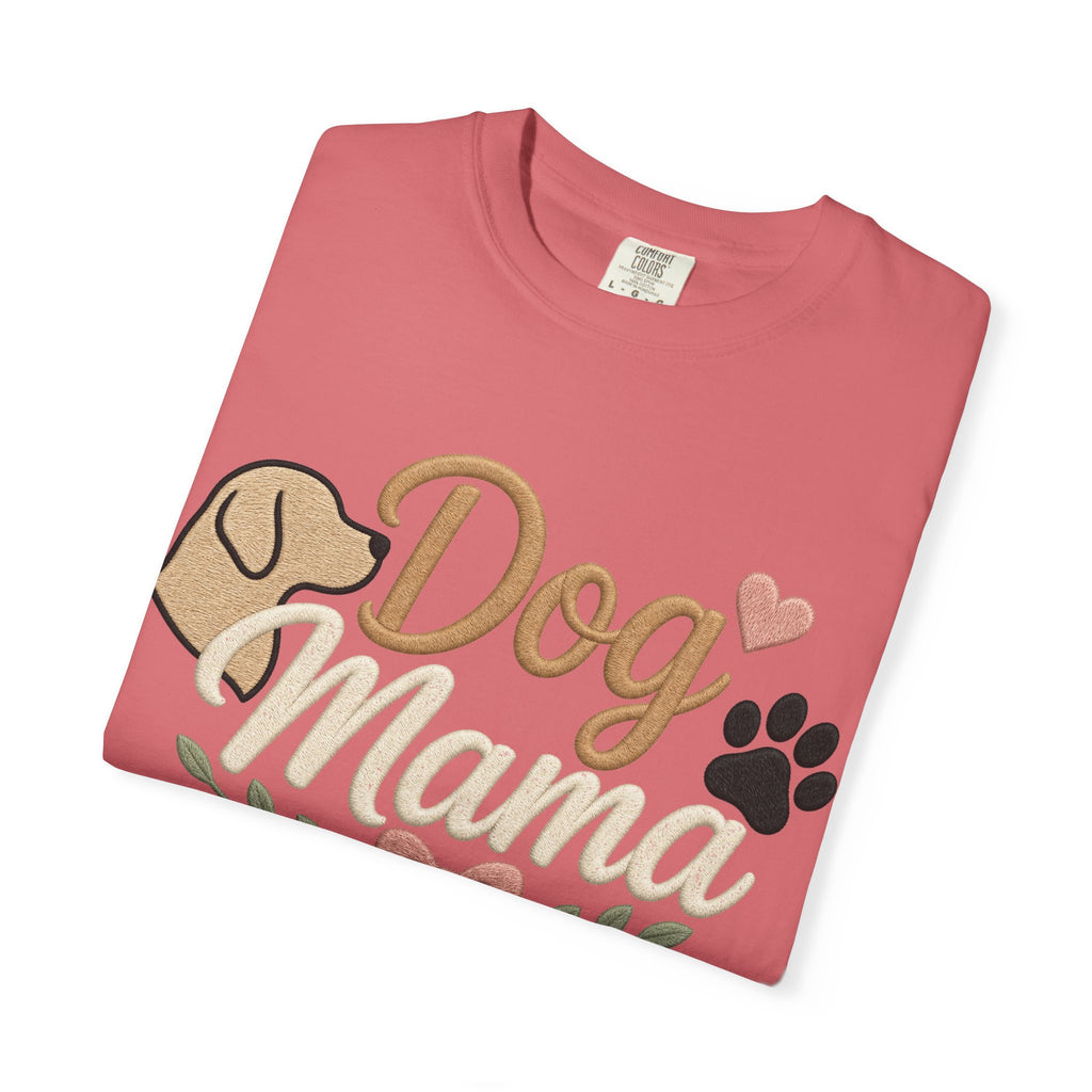 Dog Mama Paw Print embroidered patchwork T-shirt | Dog Mom Shirt