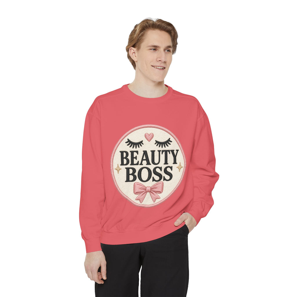 Beauty Boss Embroidered Crewneck Sweatshirt, Esthetician Sweatshirt, Lash Tech Gift, Makeup Artist Shirt, Salon Owner Gift