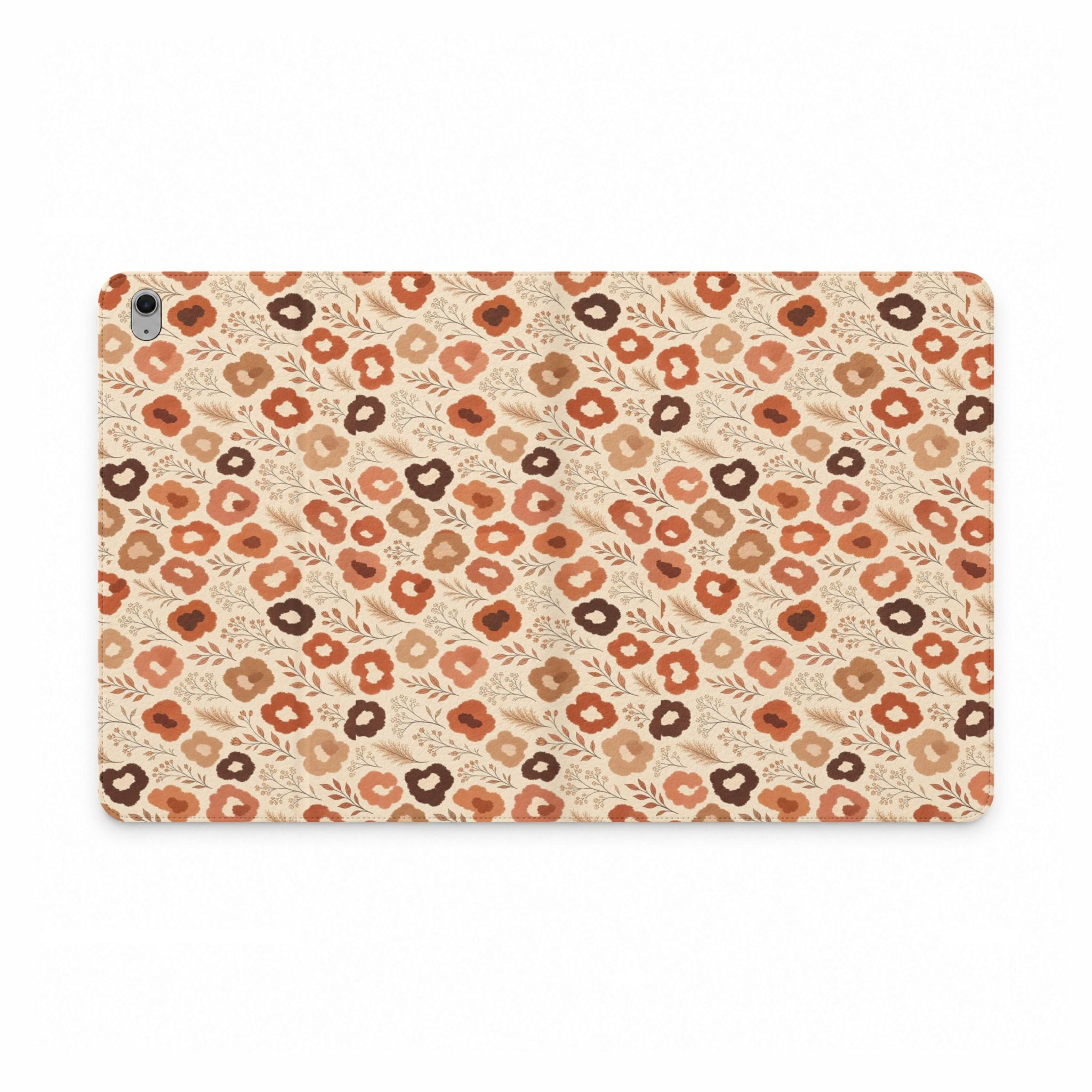Terracotta Wildflower iPad Folio Case | Boho Neutral Floral Tablet Wallet Cover
