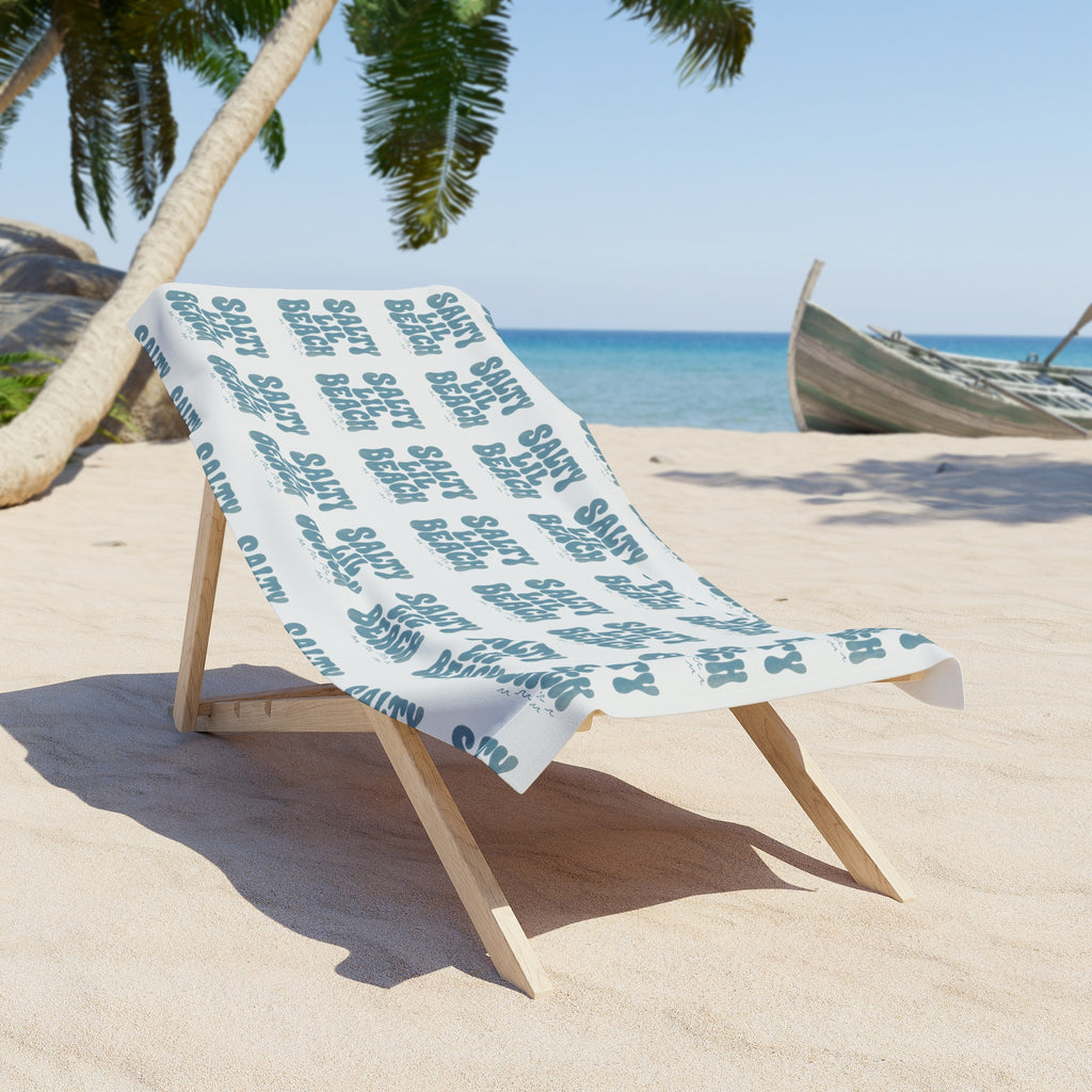 Salty Lil Beach Funny Wordplay Beach Towel | Humorous Ocean Quote Towel