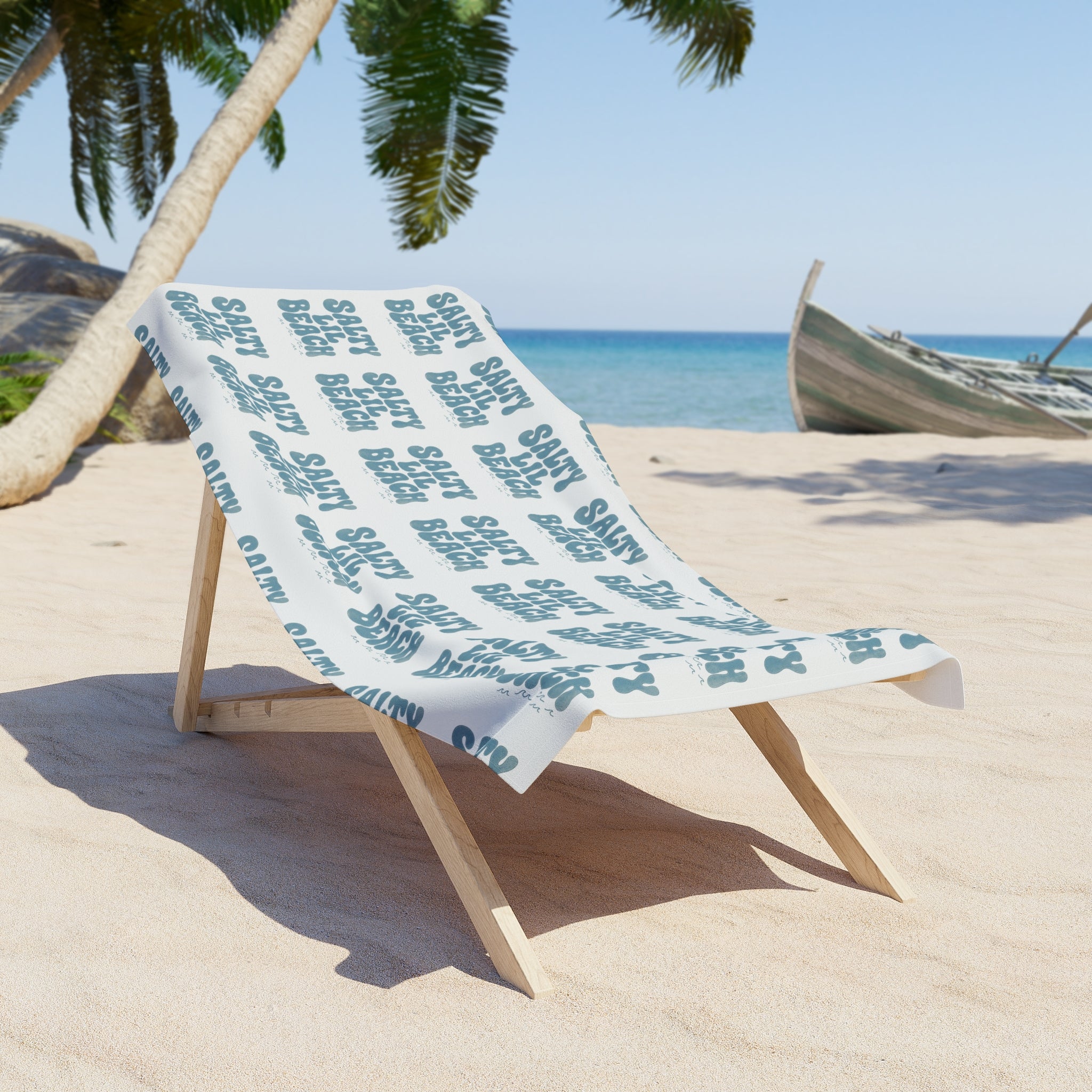 Salty Lil Beach Funny Wordplay Beach Towel | Humorous Ocean Quote Towel