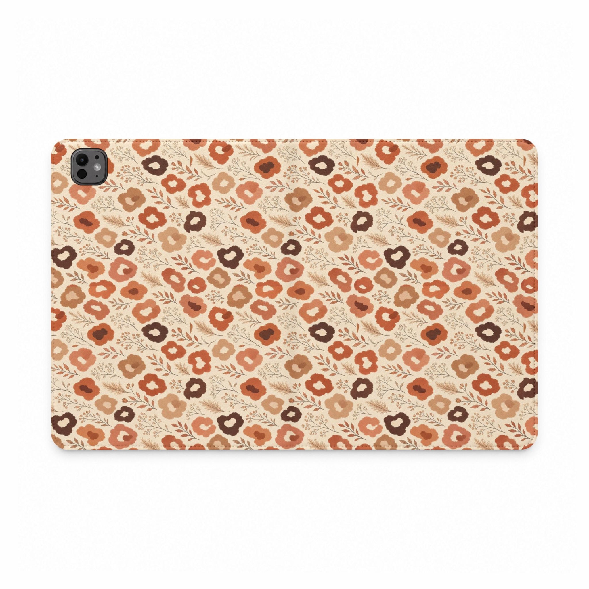Terracotta Wildflower iPad Folio Case | Boho Neutral Floral Tablet Wallet Cover