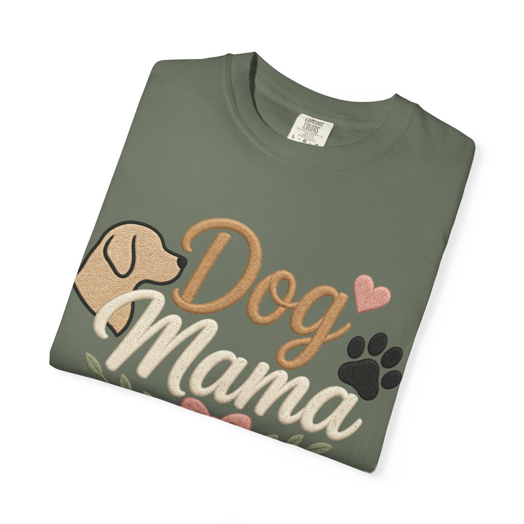 Dog Mama Paw Print embroidered patchwork T-shirt | Dog Mom Shirt