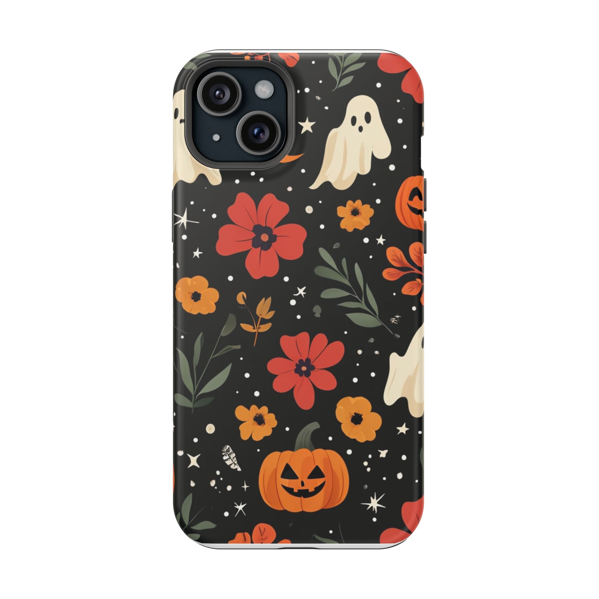 Halloween Ghost & Pumpkin Floral Phone Case — Spooky Cottagecore MagSafe Tough Cover