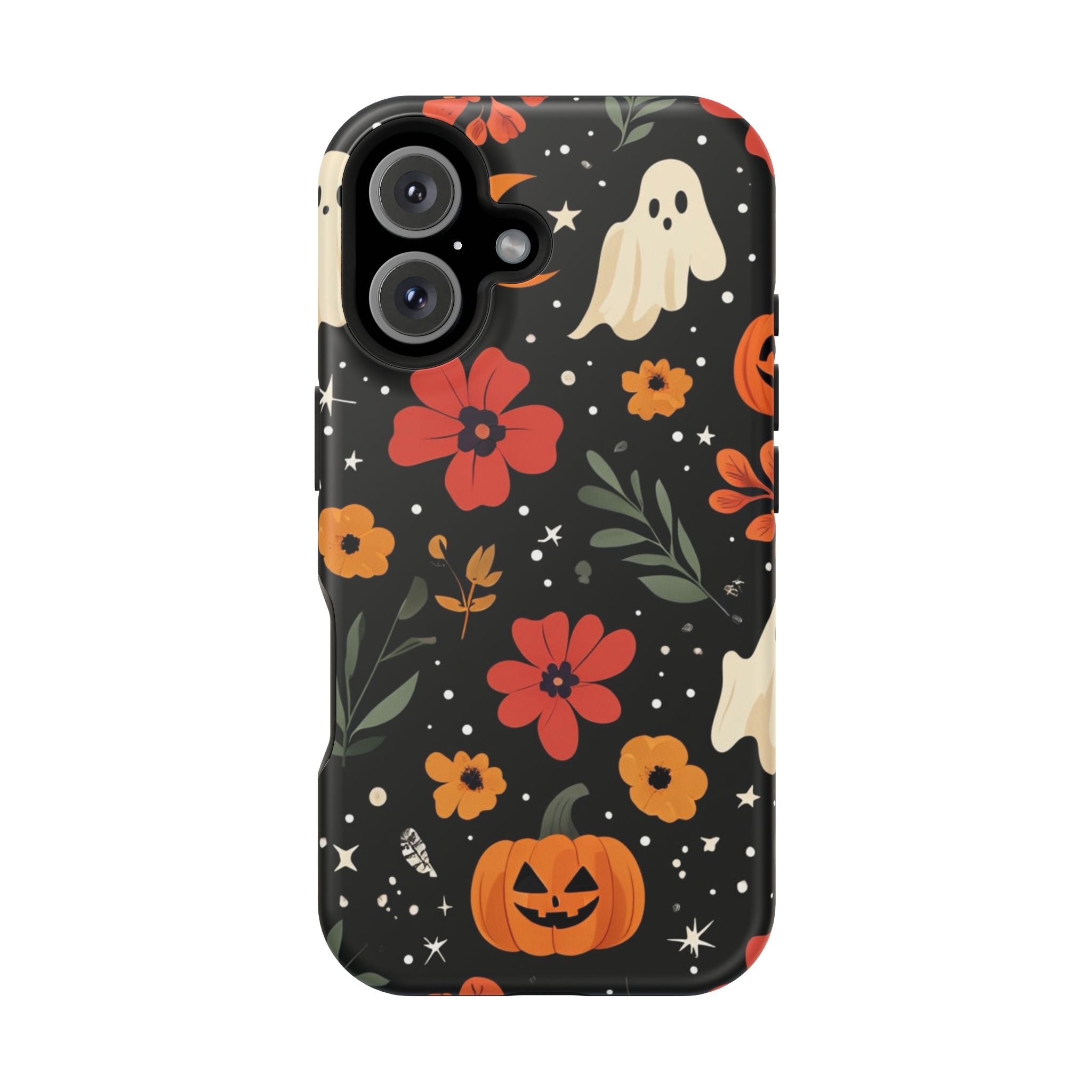 Halloween Ghost & Pumpkin Floral Phone Case — Spooky Cottagecore MagSafe Tough Cover