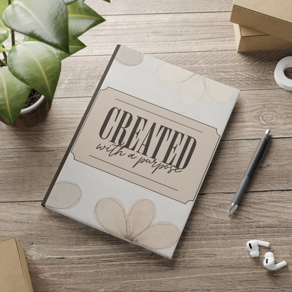 Created With a Purpose notebook | Hardcover Journal, Neutral Floral Design