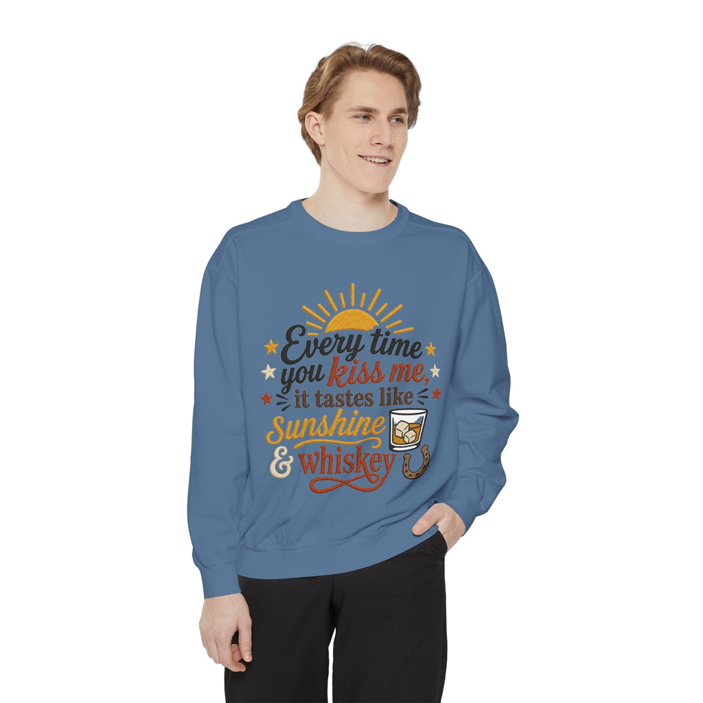 Sunshine & Whiskey Every Time You Kiss Me sweatshirt | Country Western Typography