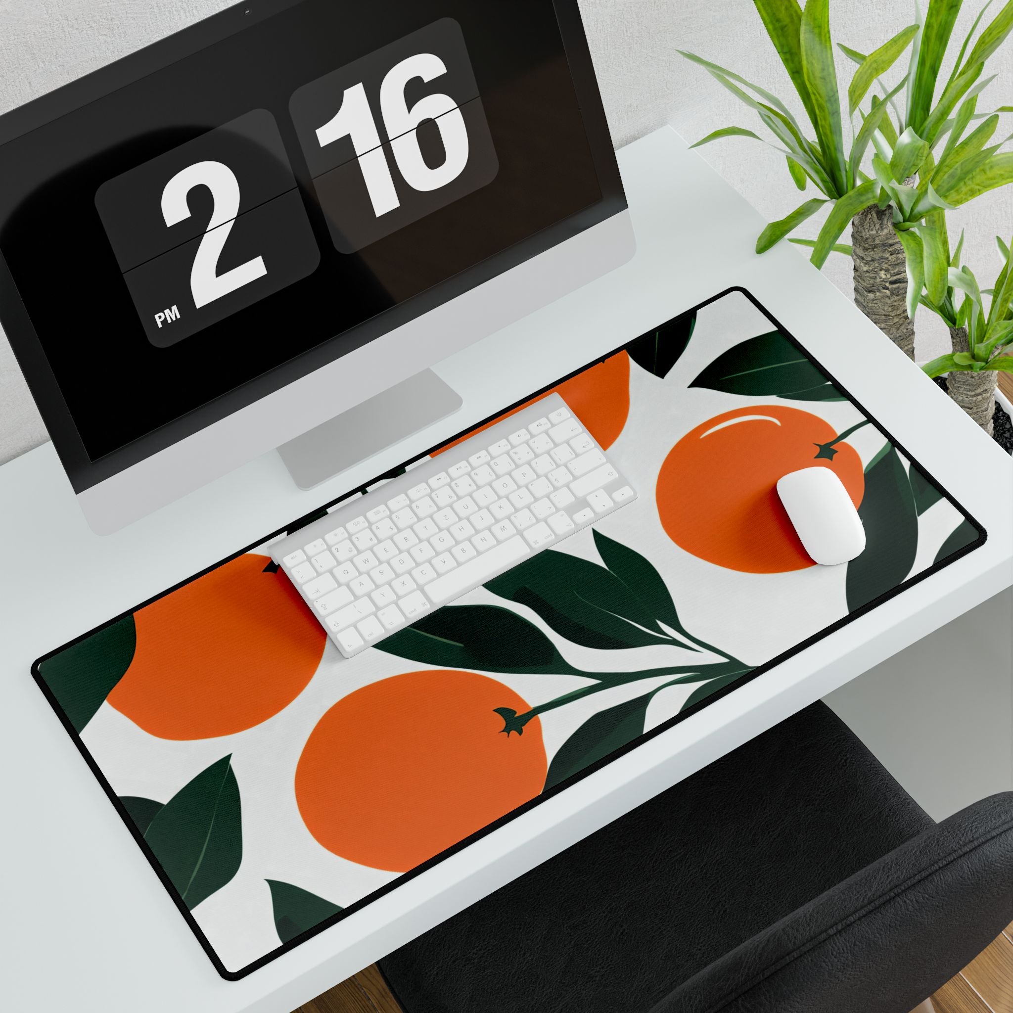 Orange Citrus Desk Mat | Retro Mediterranean Botanical Mouse Pad