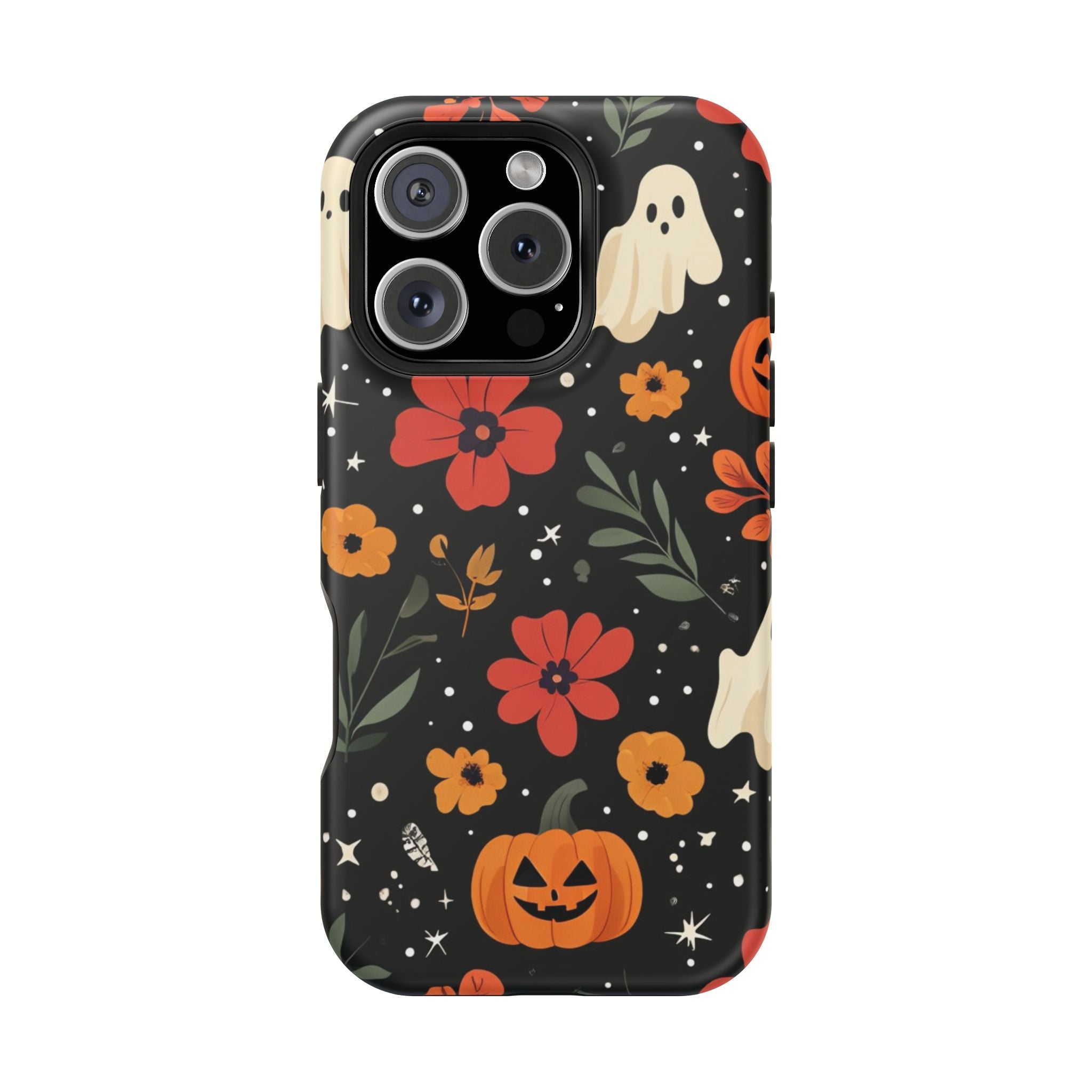 Halloween Ghost & Pumpkin Floral Phone Case — Spooky Cottagecore MagSafe Tough Cover