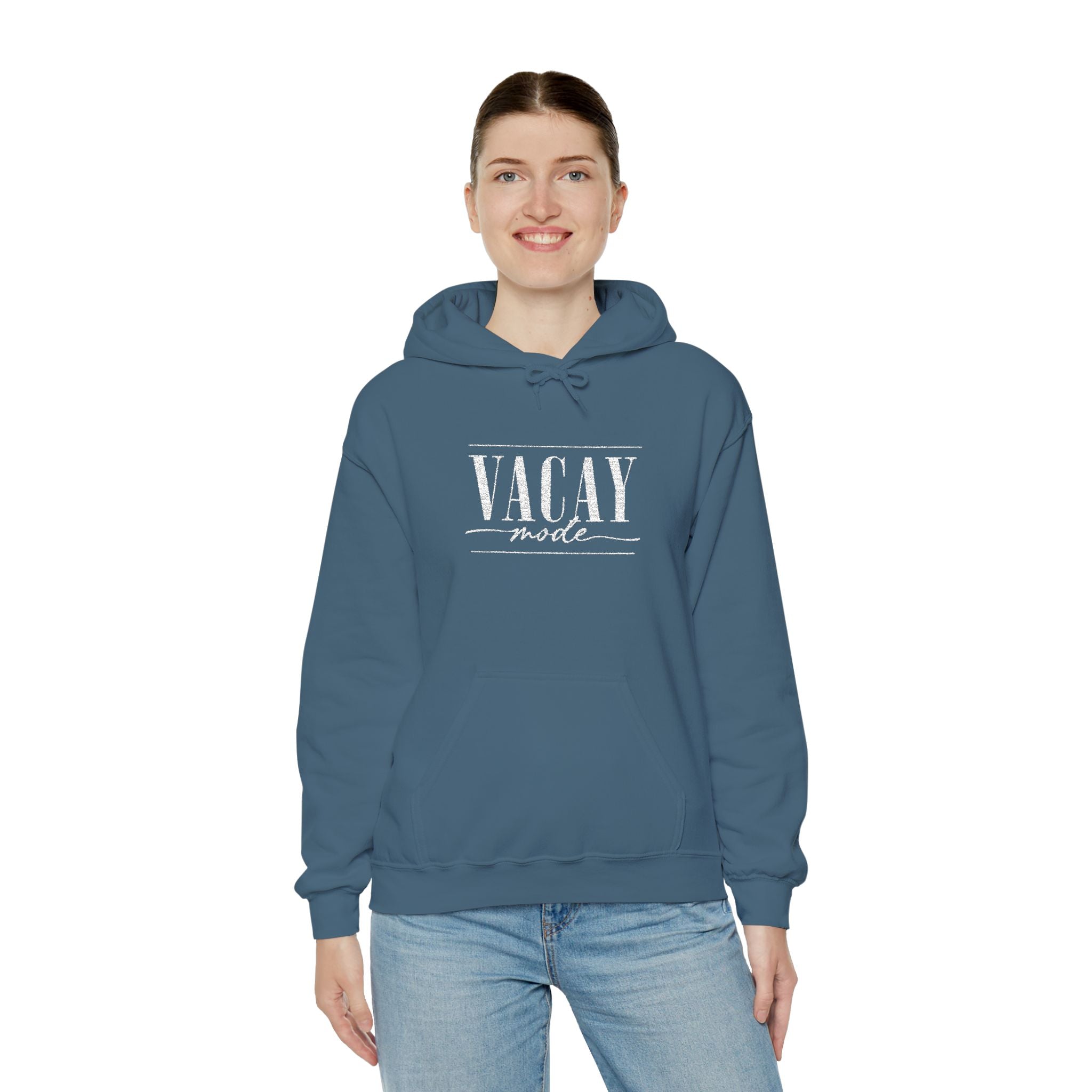 Vacay Mode Embroidered Hoodie — Vacation Travel Sweatshirt