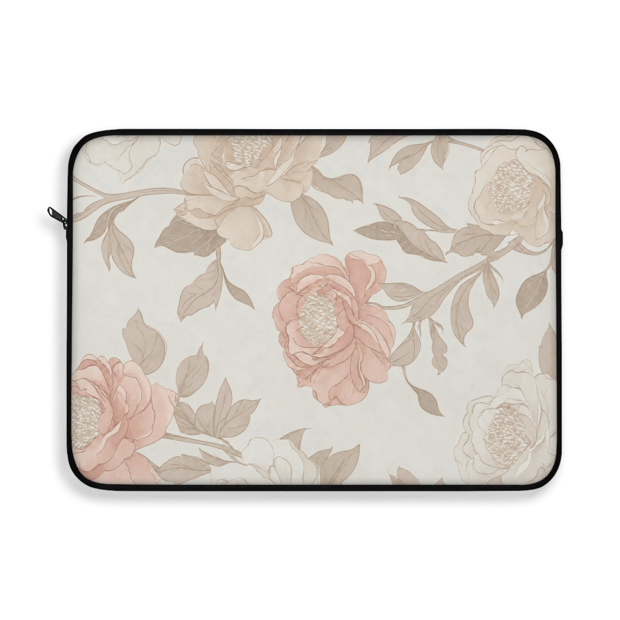 Floral Vintage Laptop Sleeve — Blush Rose Print Protective Case