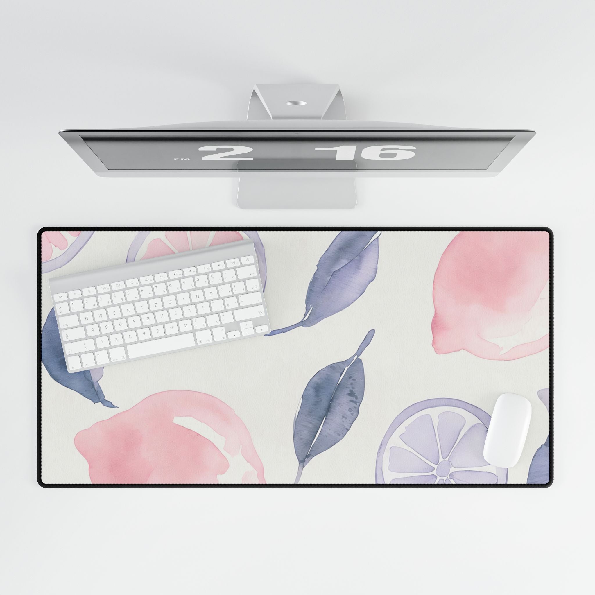 Pink Citrus Desk Mat | Pastel Lemon Coquette Mouse Pad for Cute Workspaces