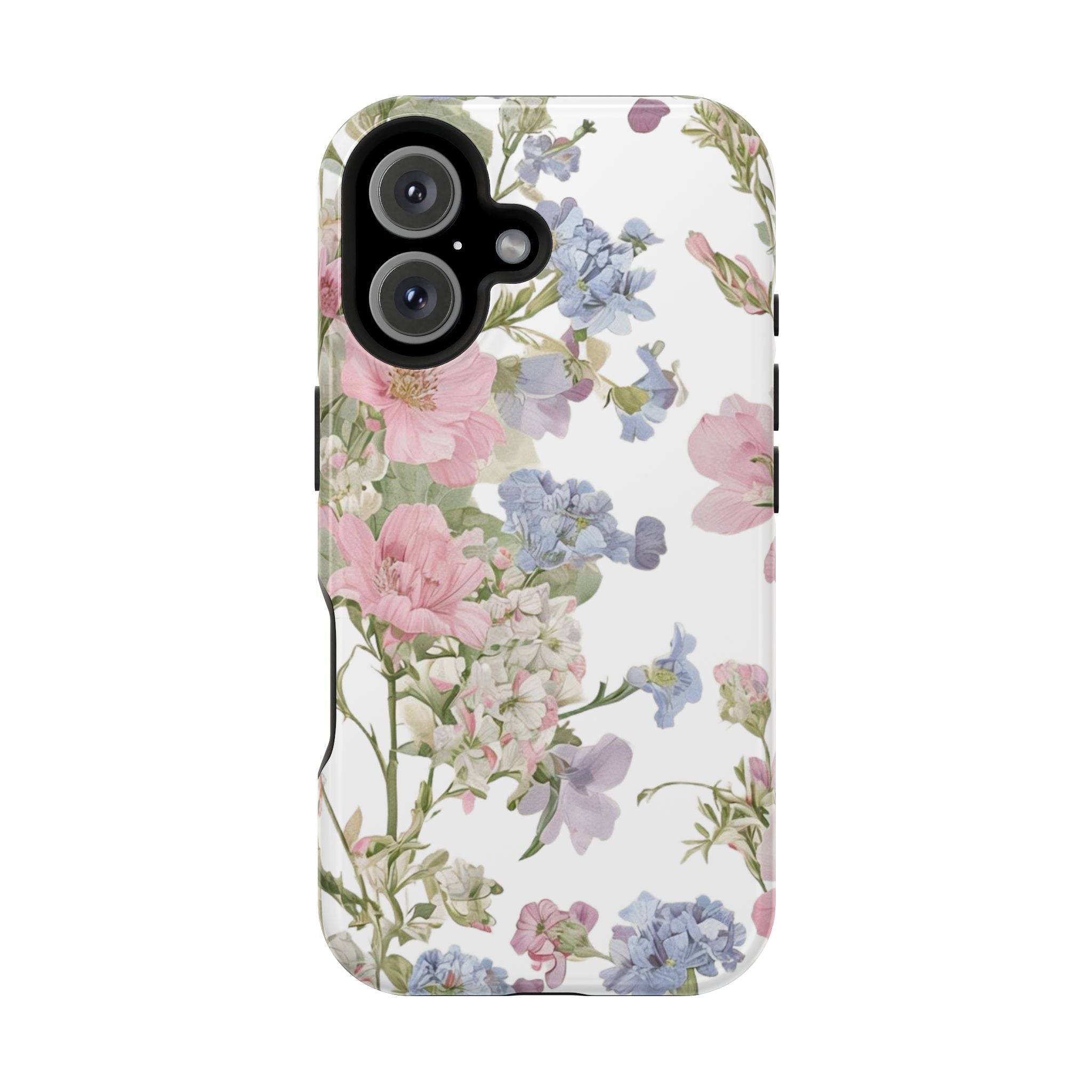 Pink & Blue Wildflower Phone Case — Vintage Cottagecore MagSafe Tough Cover