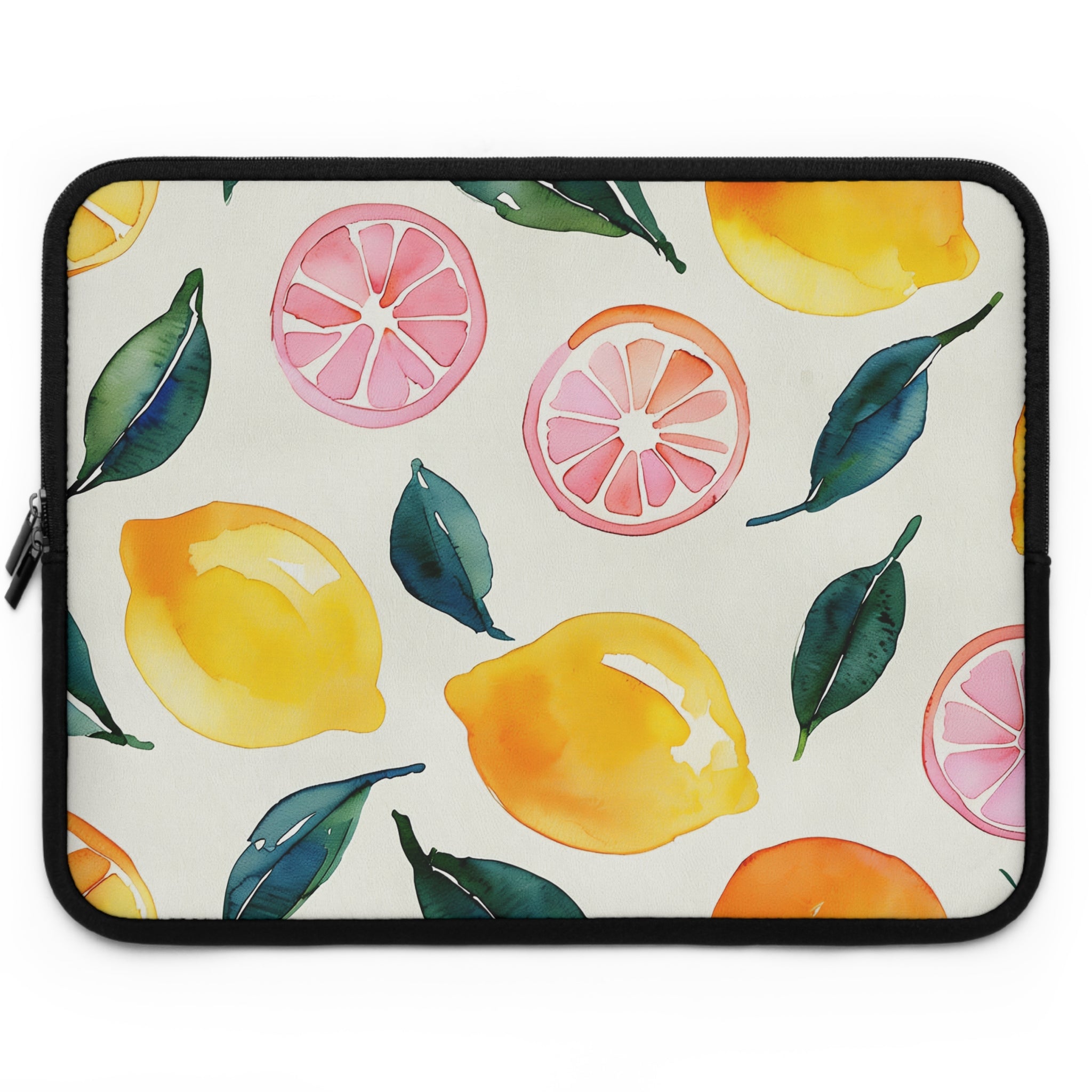 Watercolor Citrus Laptop Sleeve | Lemon Grapefruit Hand-Painted Tech Cover