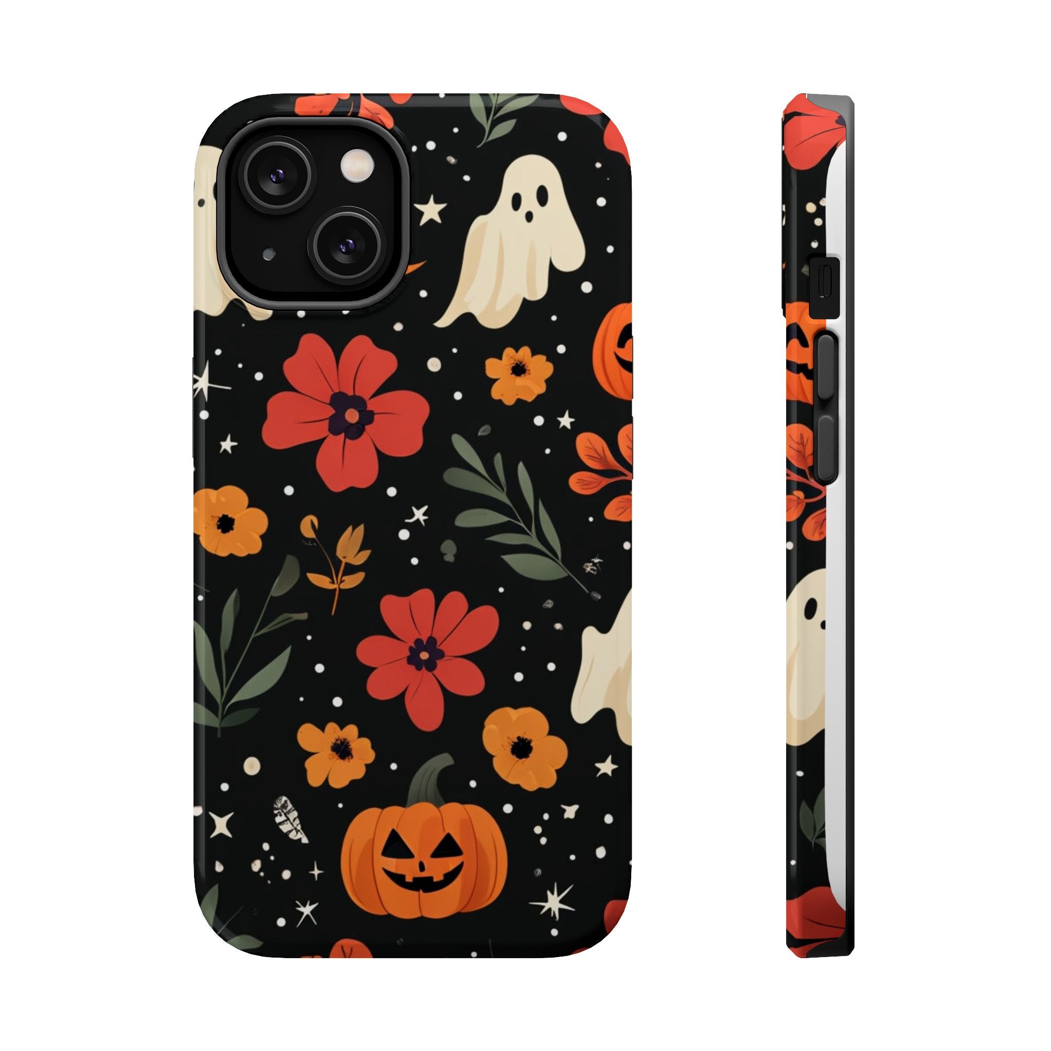 Halloween Ghost & Pumpkin Floral Phone Case — Spooky Cottagecore MagSafe Tough Cover