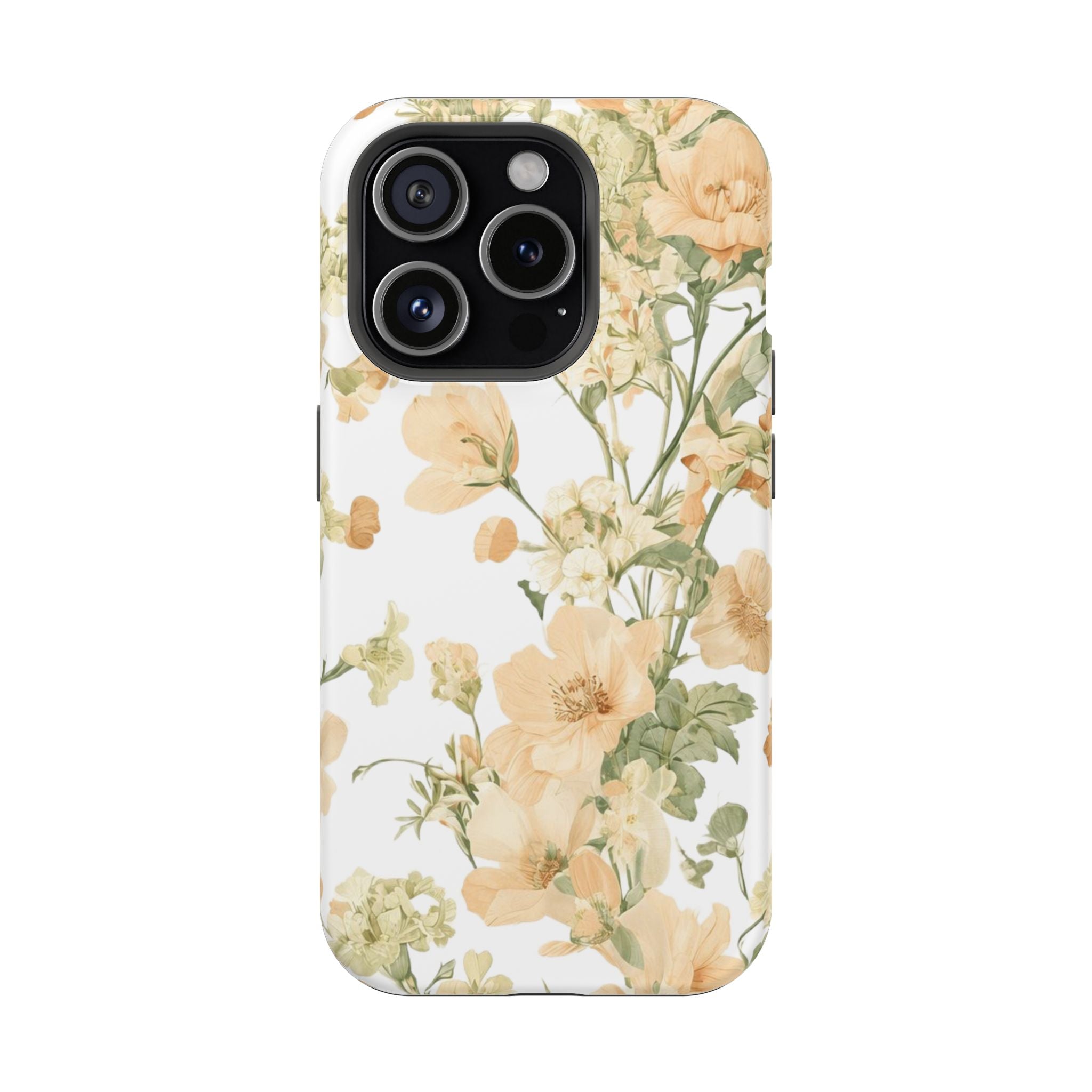 Peach Vintage Floral Phone Case — Cottagecore MagSafe Tough Cover