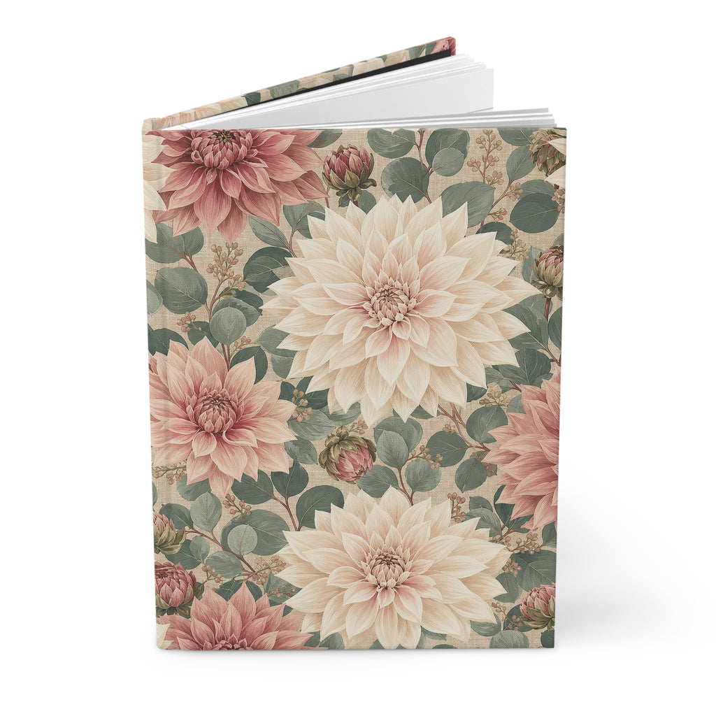 Heirloom Dahlia Garden Hardcover Journal — Vintage Botanical Notebook