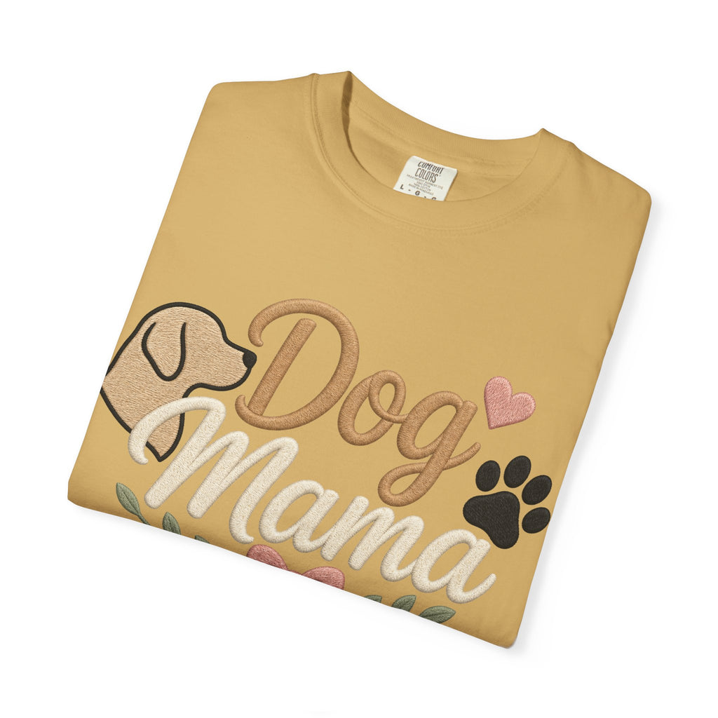 Dog Mama Paw Print embroidered patchwork T-shirt | Dog Mom Shirt