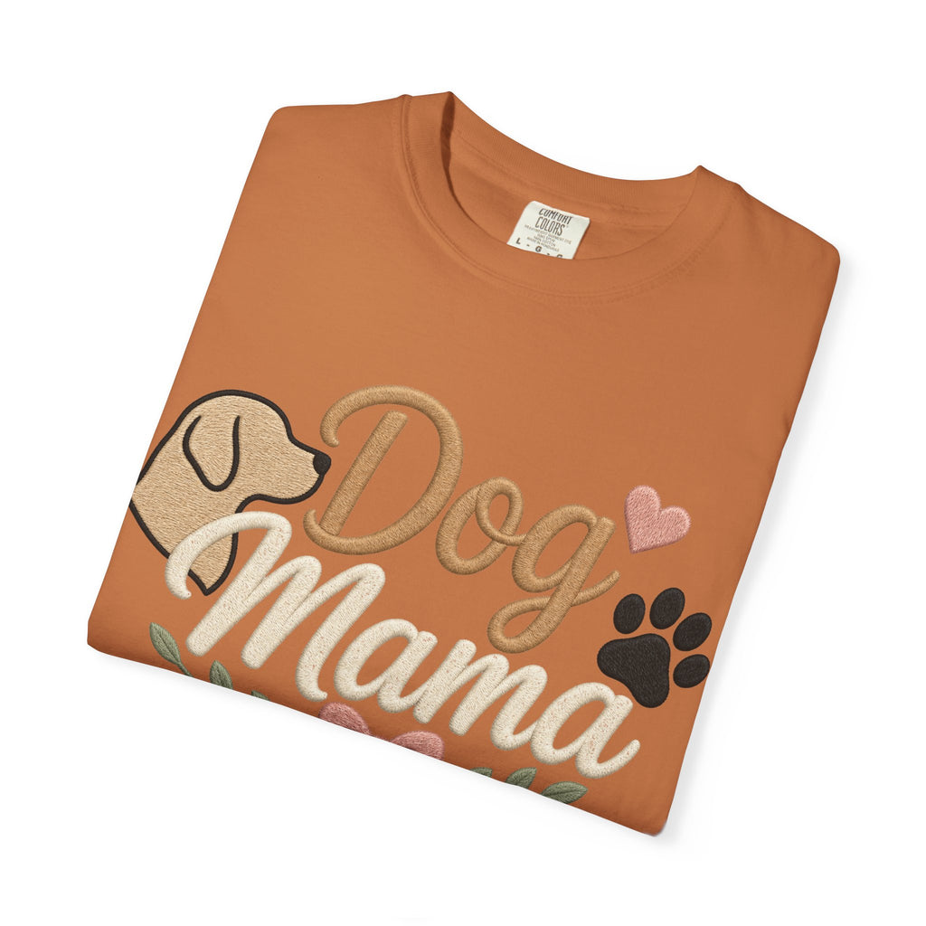 Dog Mama Paw Print embroidered patchwork T-shirt | Dog Mom Shirt